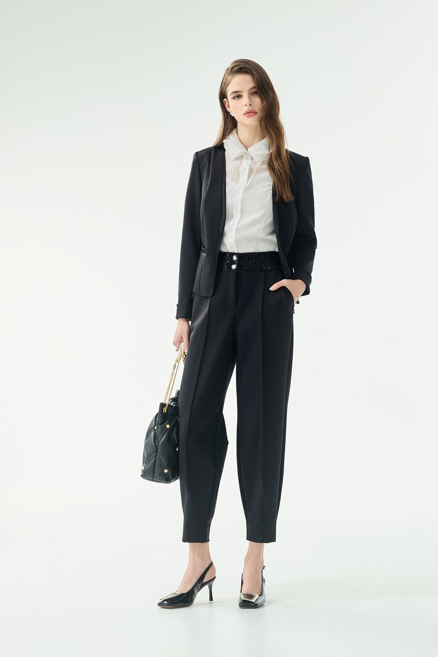 異材拼接四面彈變化短版外套異材拼接四面彈變化短版外套,一般外套,外套,春夏穿搭,黑色外套