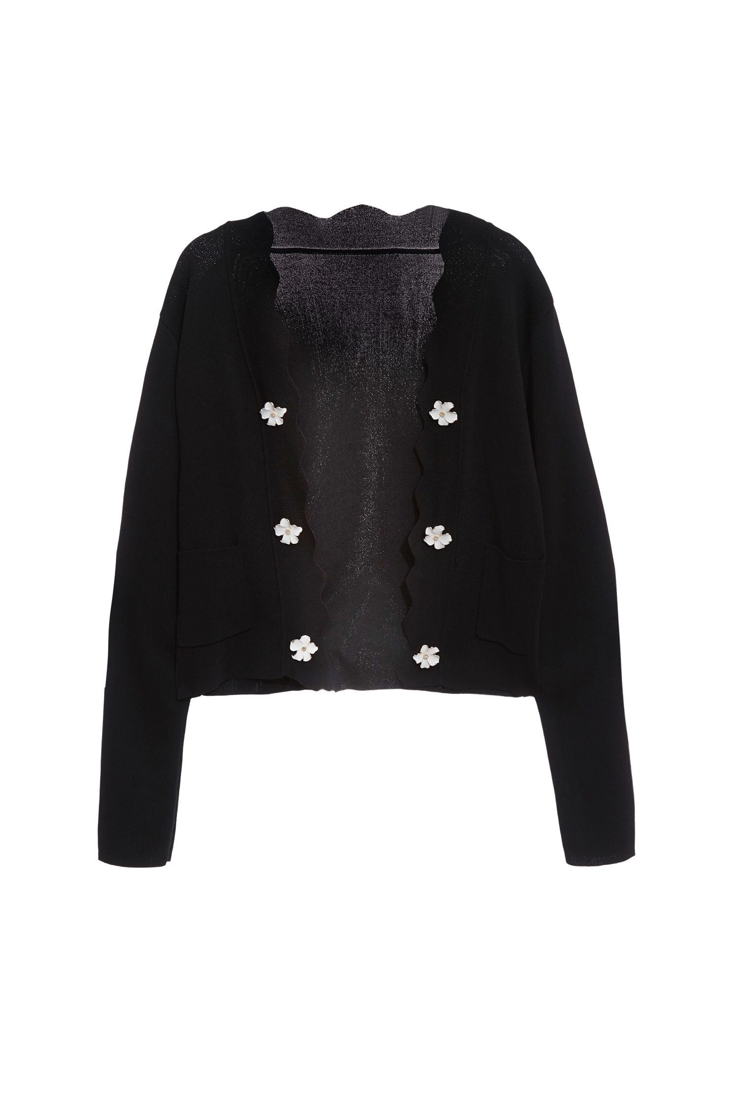 立體花飾針織外罩立體花飾針織外罩,一般外套,外套,春夏穿搭,針織,針織外套,黑色外套