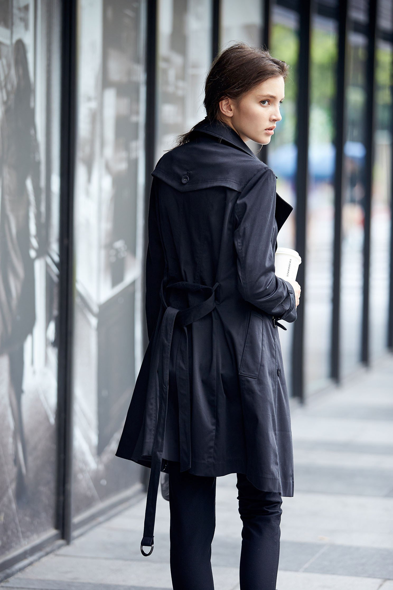 Urban style trench coat,outerwear,longcoat,longsleeveouterwear,windbreaker,blackouterwear