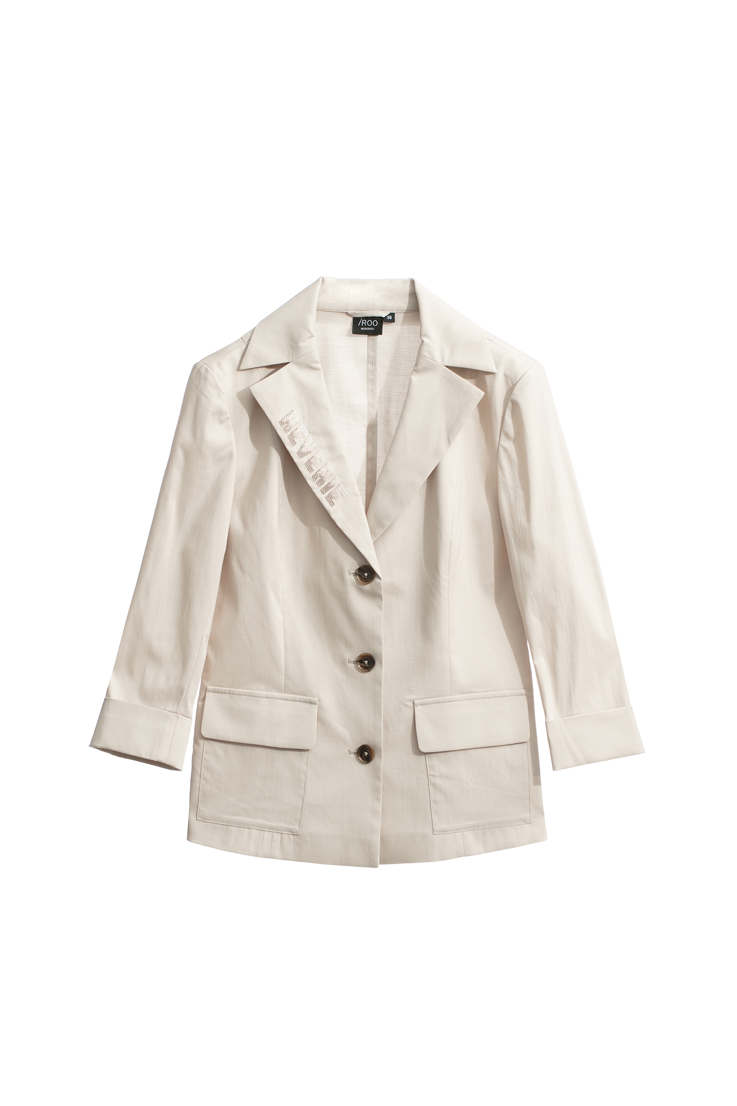 奶油色翻領繡花棉麻西裝外套奶油色翻領繡花棉麻西裝外套,一般外套,上班OL穿搭,外套,春夏穿搭,繡花,西裝外套