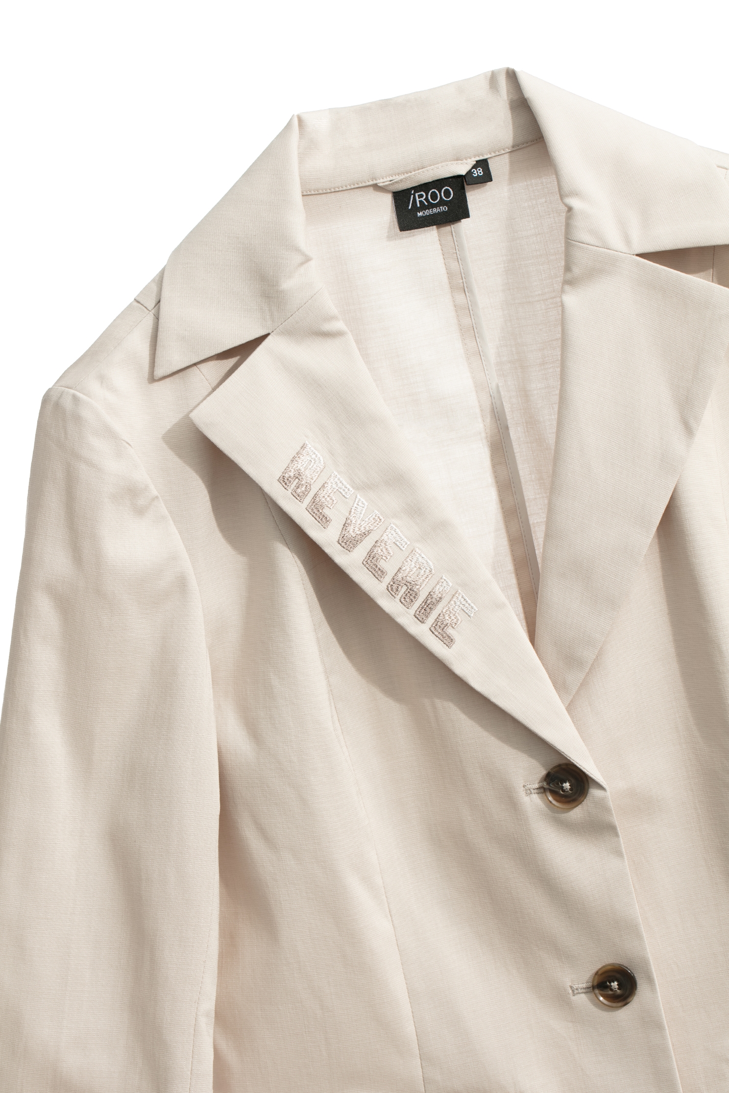 奶油色翻領繡花棉麻西裝外套奶油色翻領繡花棉麻西裝外套,一般外套,上班OL穿搭,外套,春夏穿搭,繡花,西裝外套