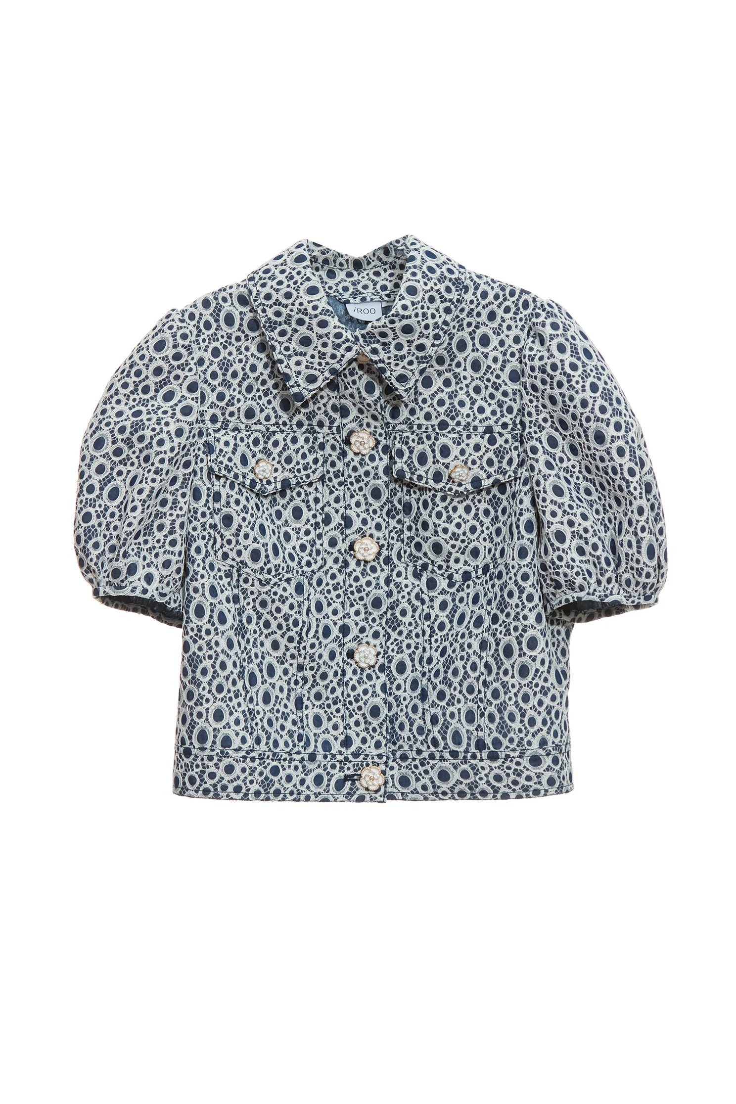 貼合蕾絲偽牛仔短外套貼合蕾絲偽牛仔短外套,一般外套,上班OL穿搭,外套,春夏穿搭,時髦成套搭配,牛仔,珍珠,蕾絲