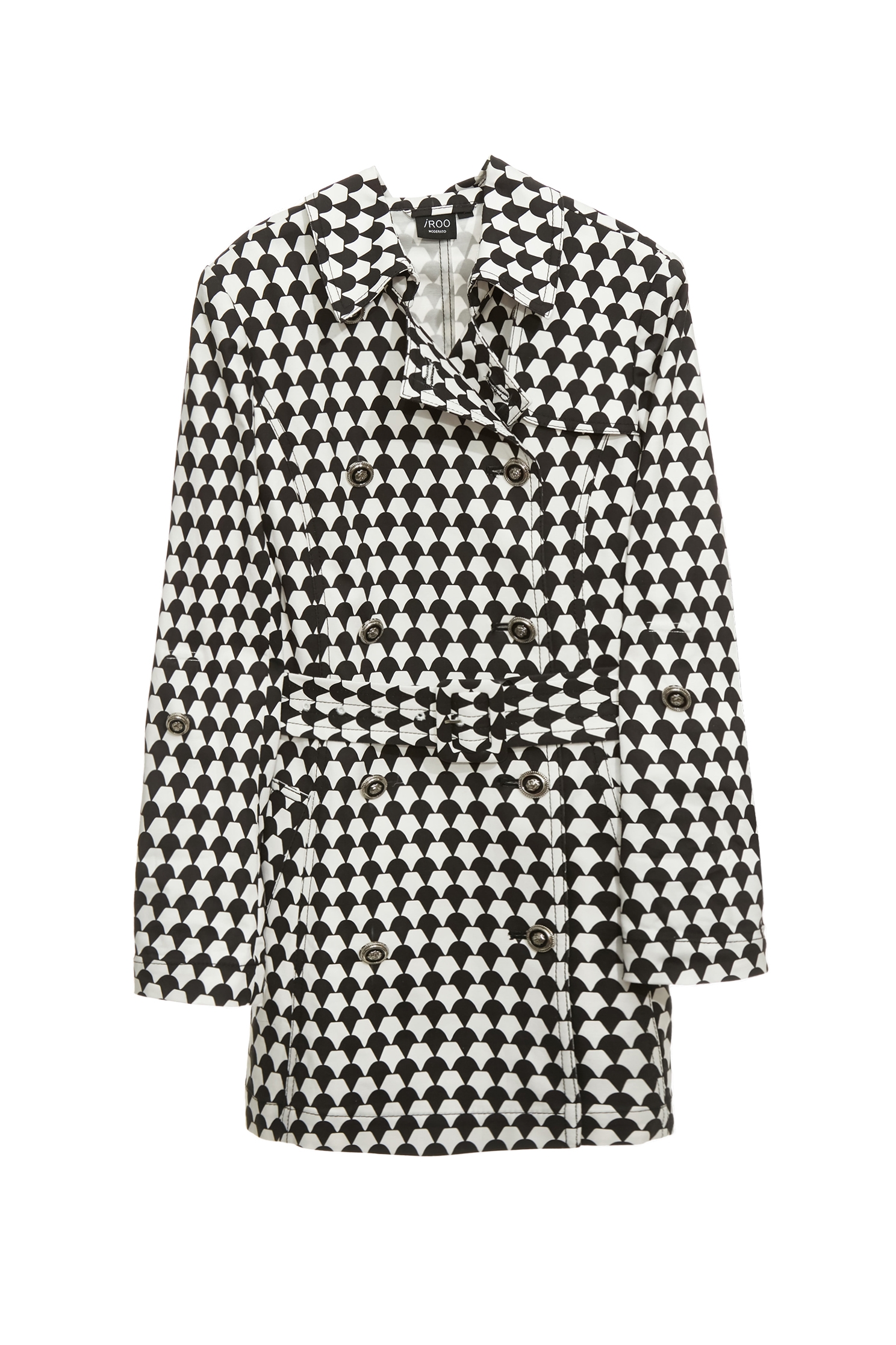 幾何鑽石花風衣外套幾何鑽石花風衣外套,外套,春夏穿搭,時髦成套搭配,腰帶