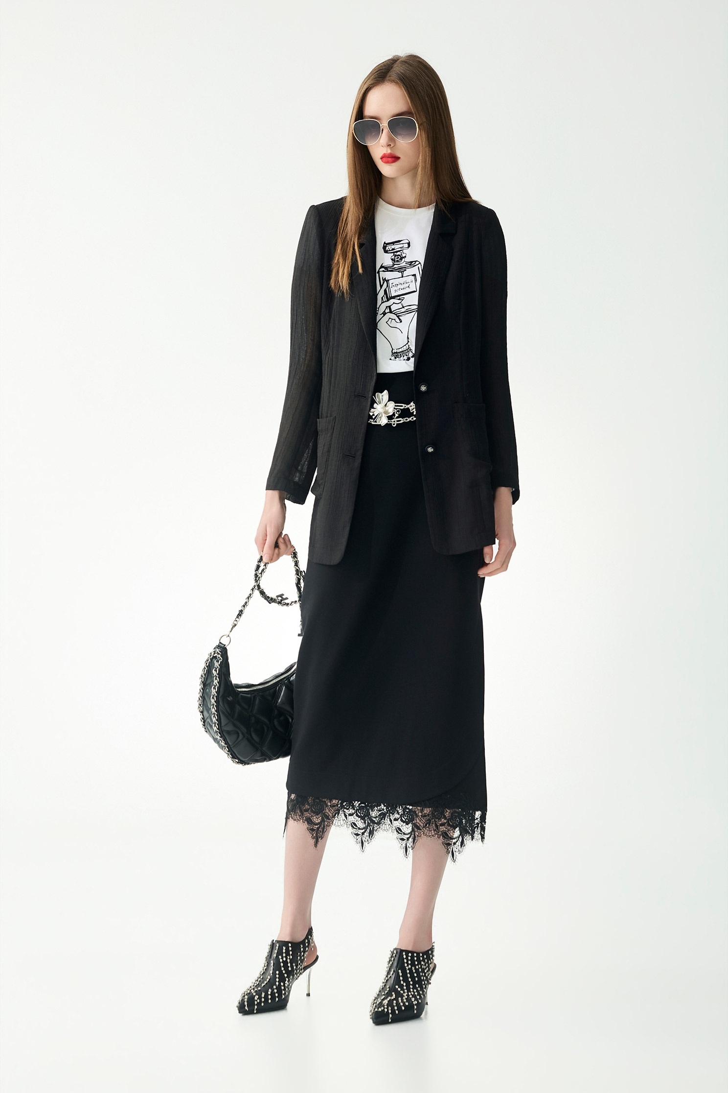 極致黑楊柳雪紡薄西裝外套極致黑楊柳雪紡薄西裝外套,一般外套,外套,春夏穿搭,雪紡,黑色外套