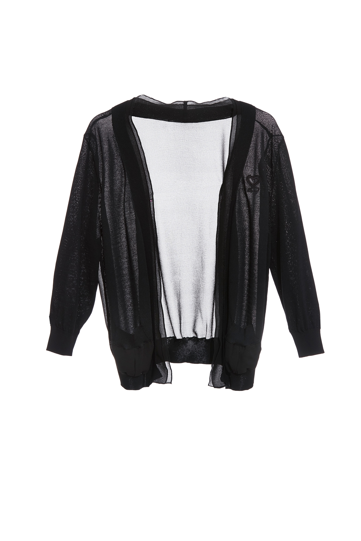 細織針織拼接雪紡針織外罩細織針織拼接雪紡針織外罩,一般外套,外套,春夏穿搭,繡花,針織,針織外套,雪紡,黑色外套