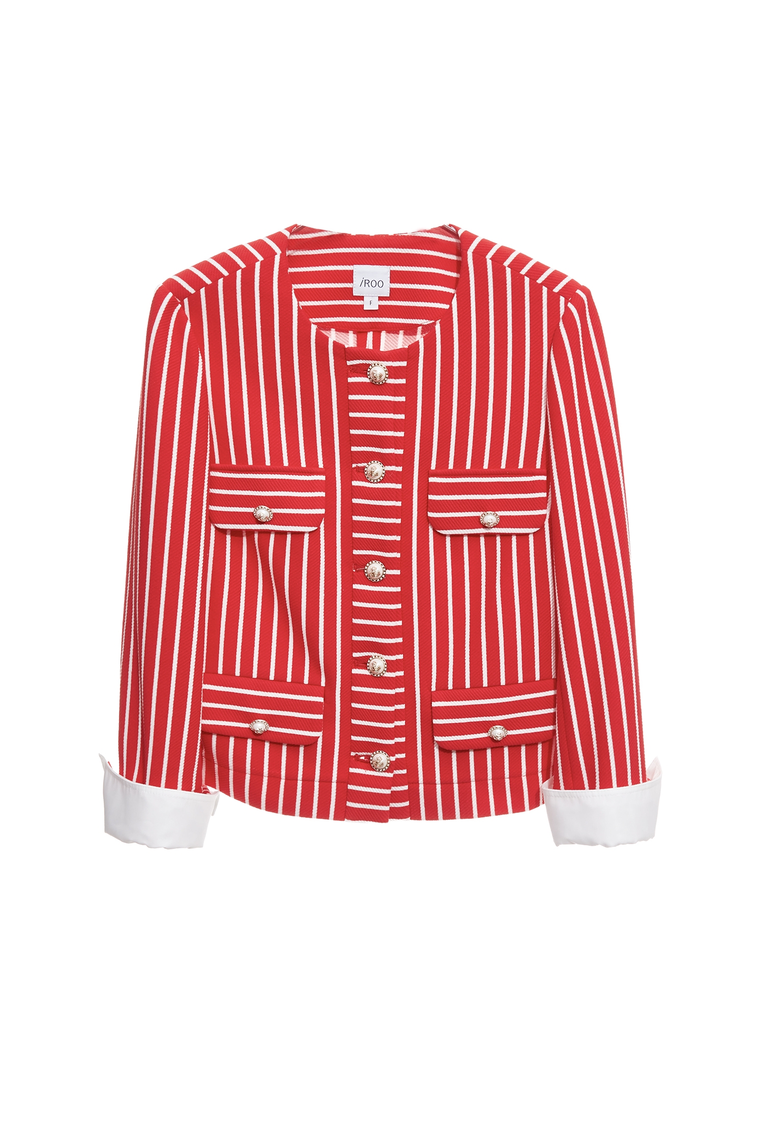 紅梅色小香風配條外套紅梅色小香風配條外套,一般外套,外套,小香風,春夏穿搭