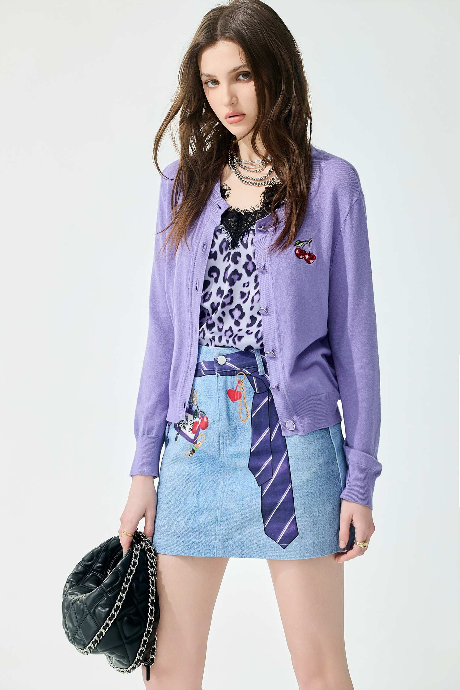 柔紫色開襟針織外套柔紫色開襟針織外套,一般外套,刺繡,外套,春夏穿搭,針織,針織外套