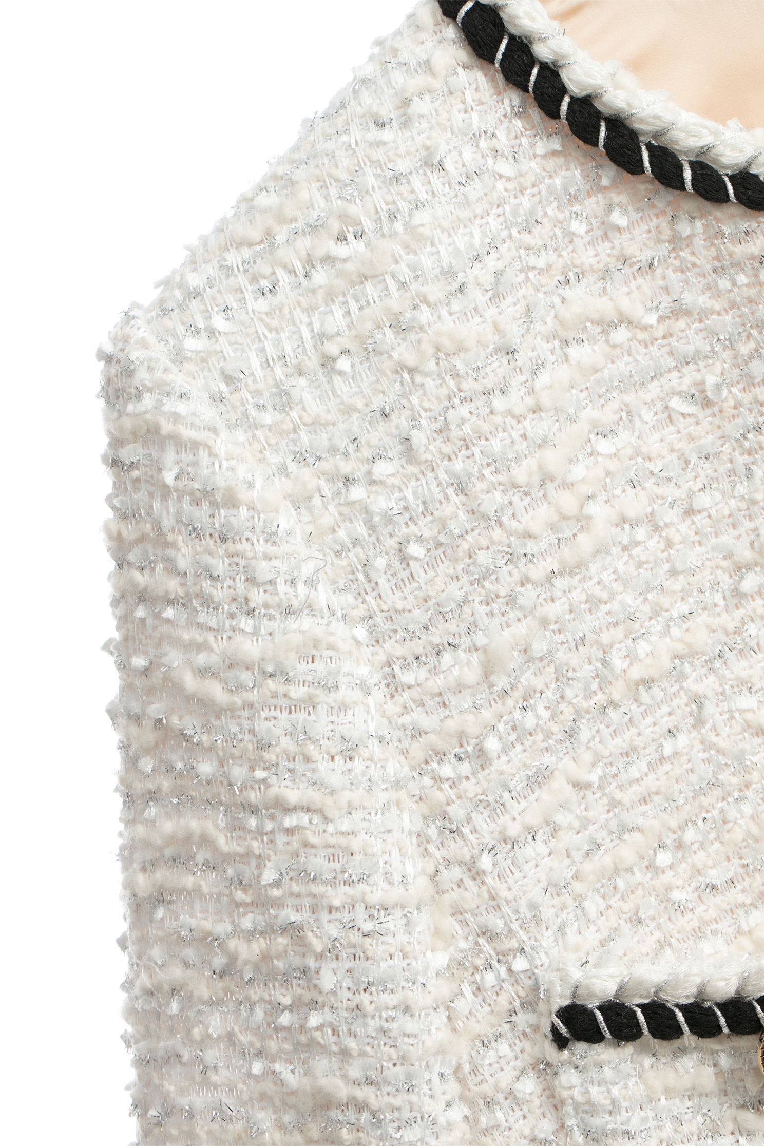 珠貝色花紗鑲黑邊精緻外套珠貝色花紗鑲黑邊精緻外套,一般外套,上班OL穿搭,人氣商品,外套,時髦成套搭配,毛呢花呢,秋冬穿搭