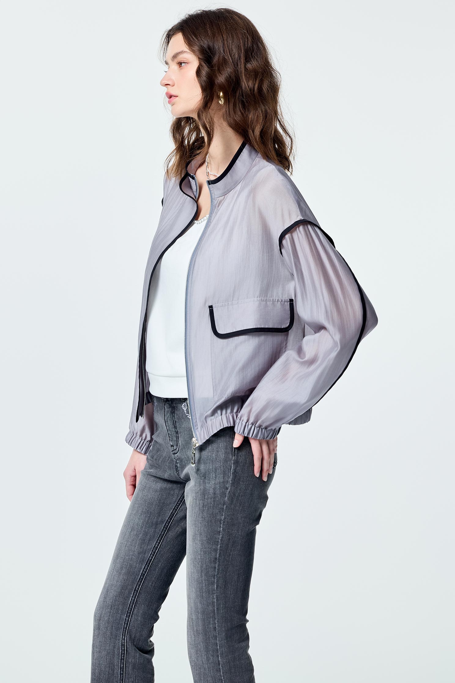 丁香灰絲棉跑邊外套丁香灰絲棉跑邊外套,一般外套,外套,春夏穿搭