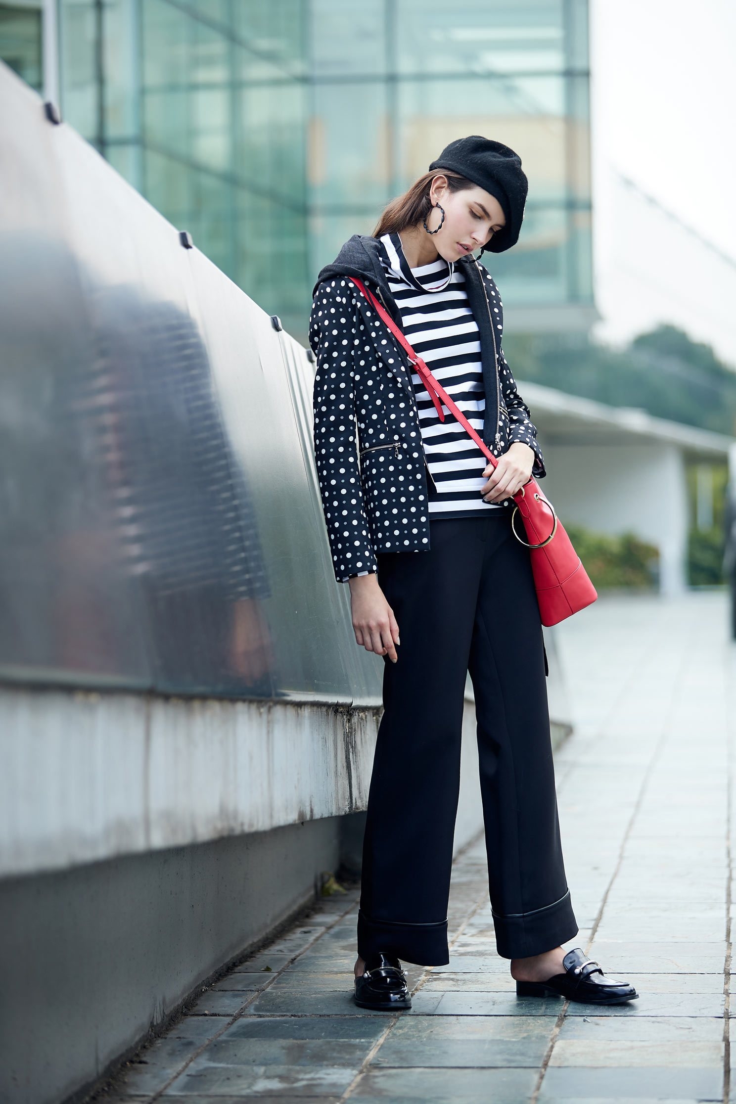 polka dots long sleeve jacket,outerwear,hoodiejacket,longsleeveouterwear