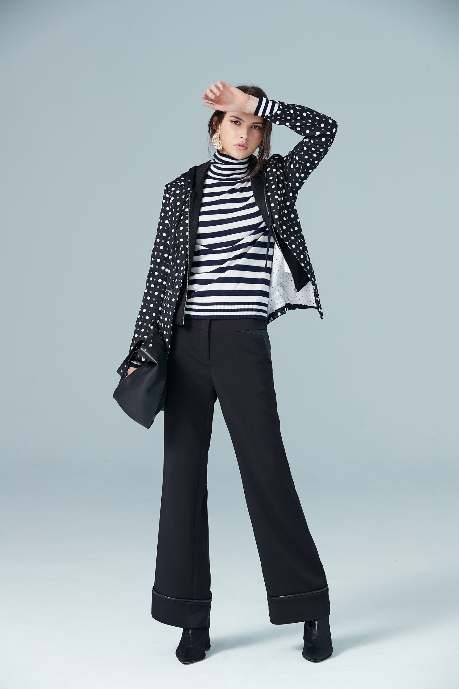 polka dots long sleeve jacket,outerwear,hoodiejacket,longsleeveouterwear