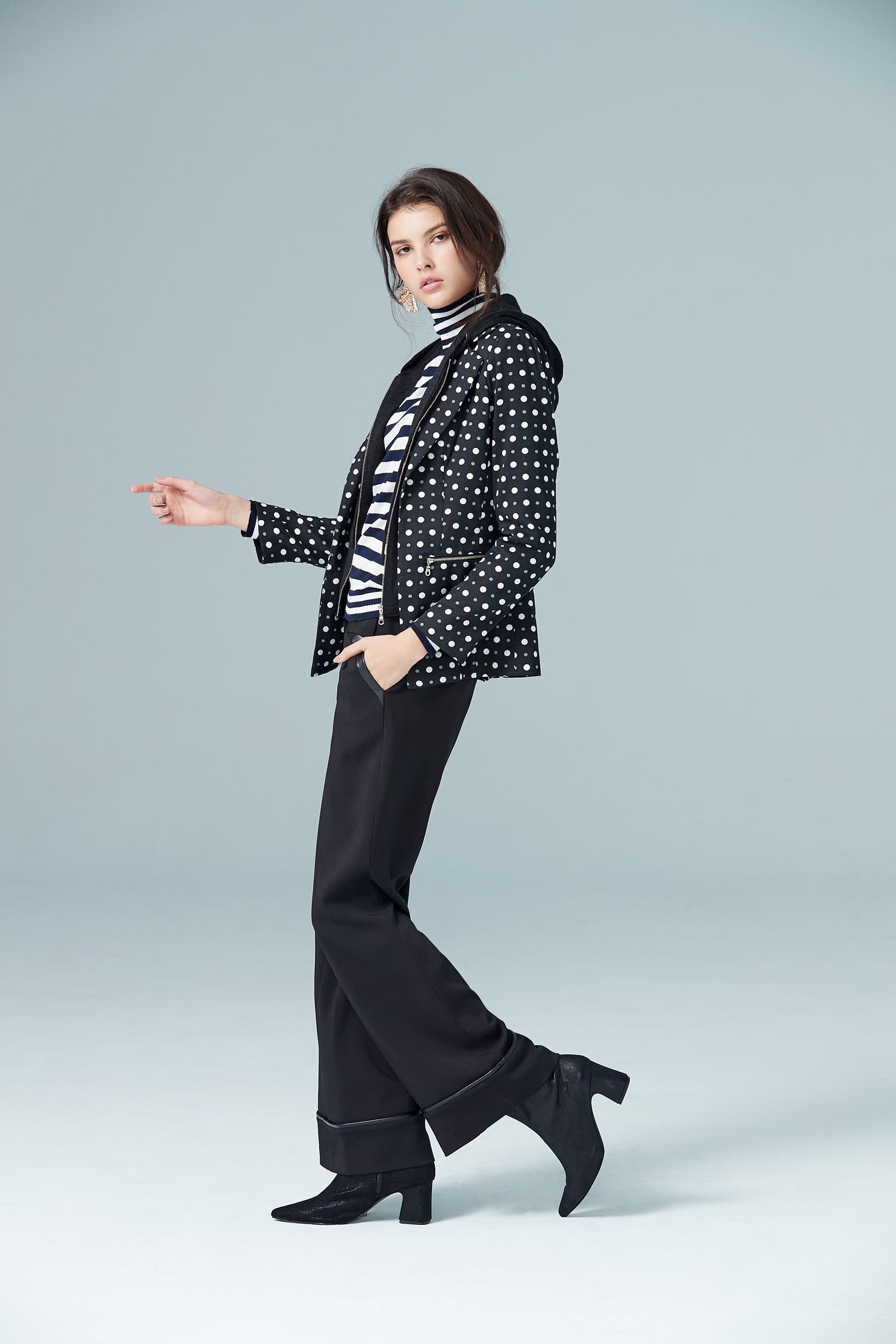 polka dots long sleeve jacket,outerwear,hoodiejacket,longsleeveouterwear
