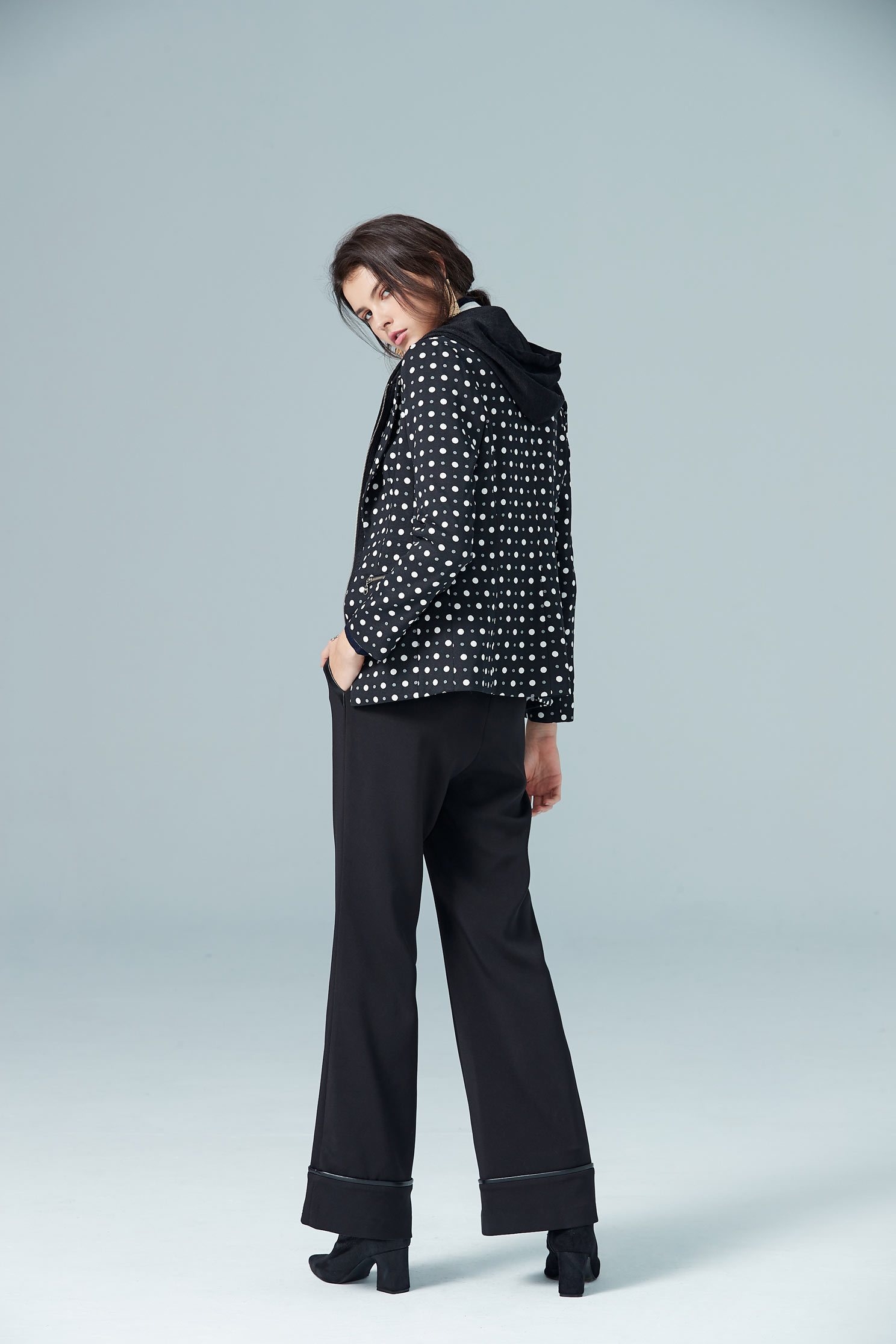 polka dots long sleeve jacket,outerwear,hoodiejacket,longsleeveouterwear