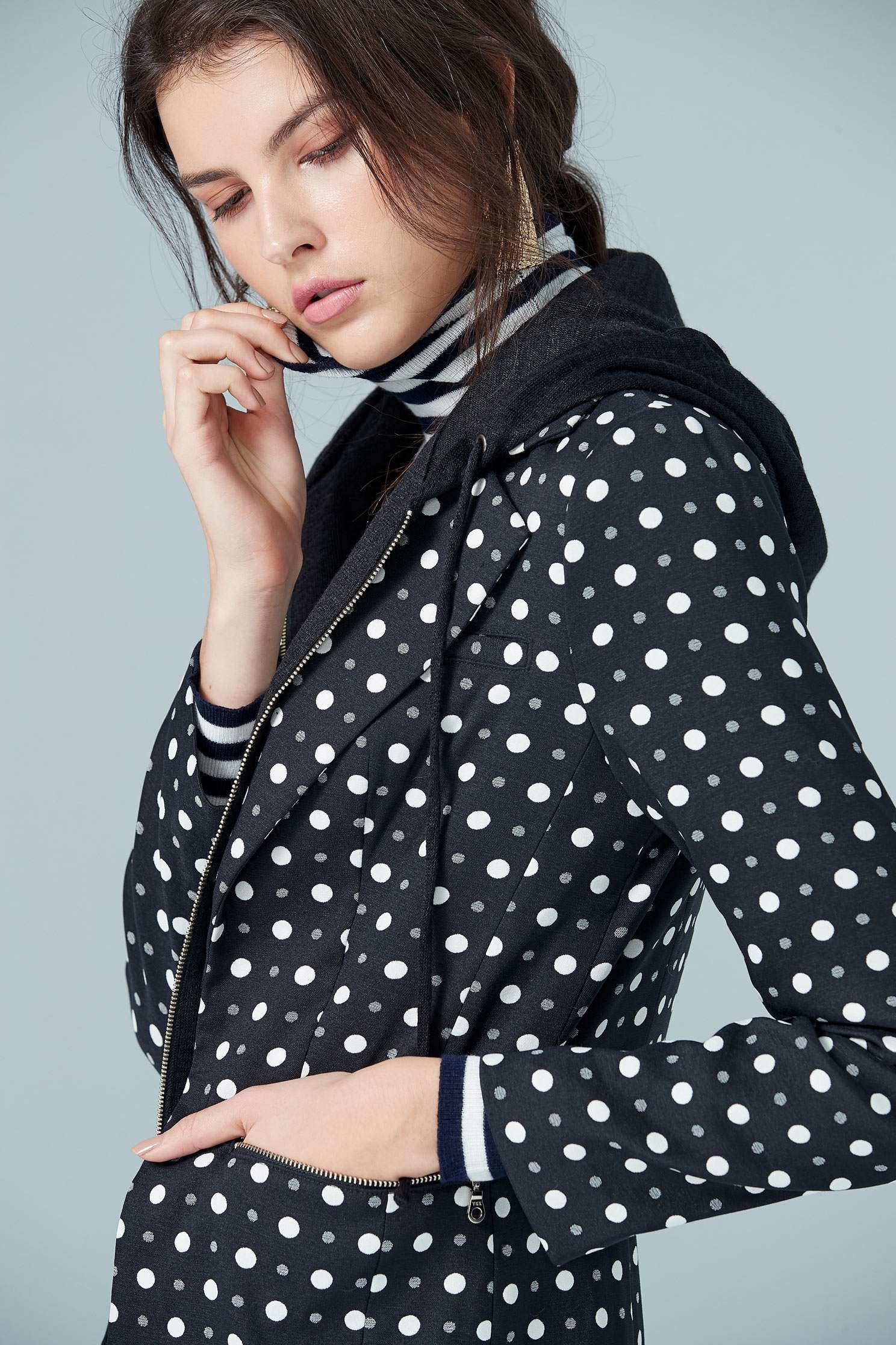 polka dots long sleeve jacket,outerwear,hoodiejacket,longsleeveouterwear