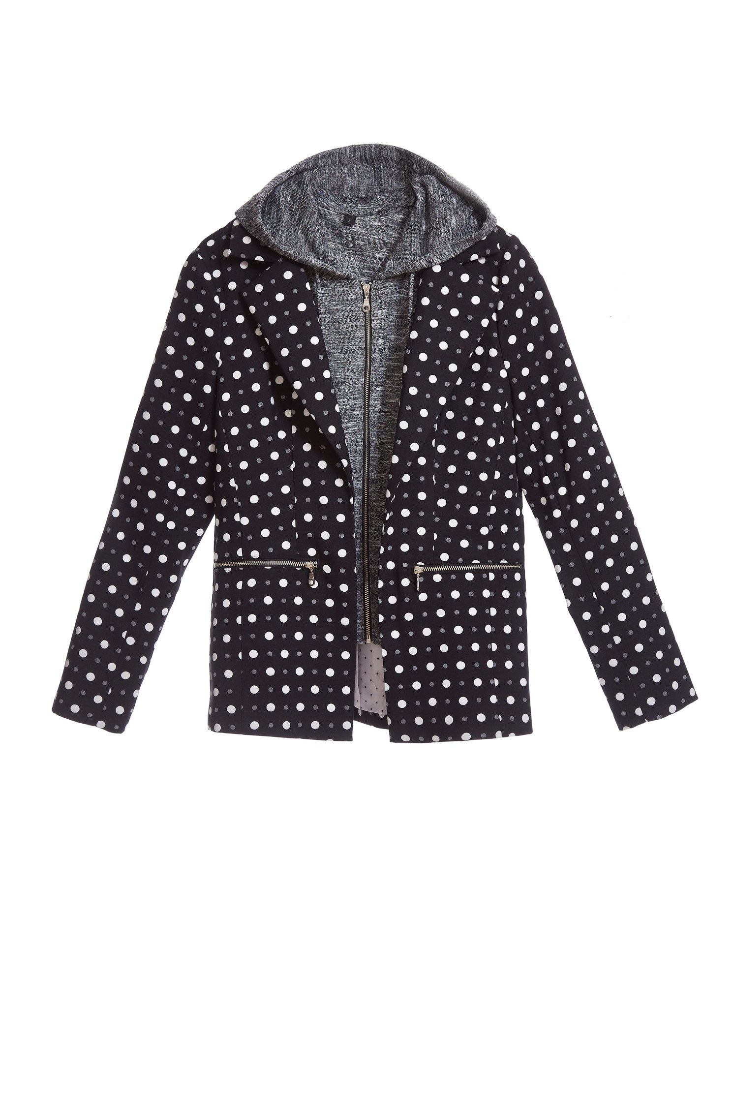 polka dots long sleeve jacket,outerwear,hoodiejacket,longsleeveouterwear