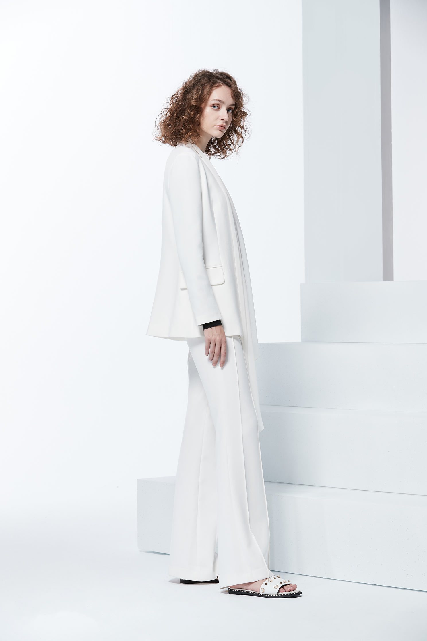 Chiffon scarf design suits,外套,白色外套,Blazer,長袖外套,Chiffon