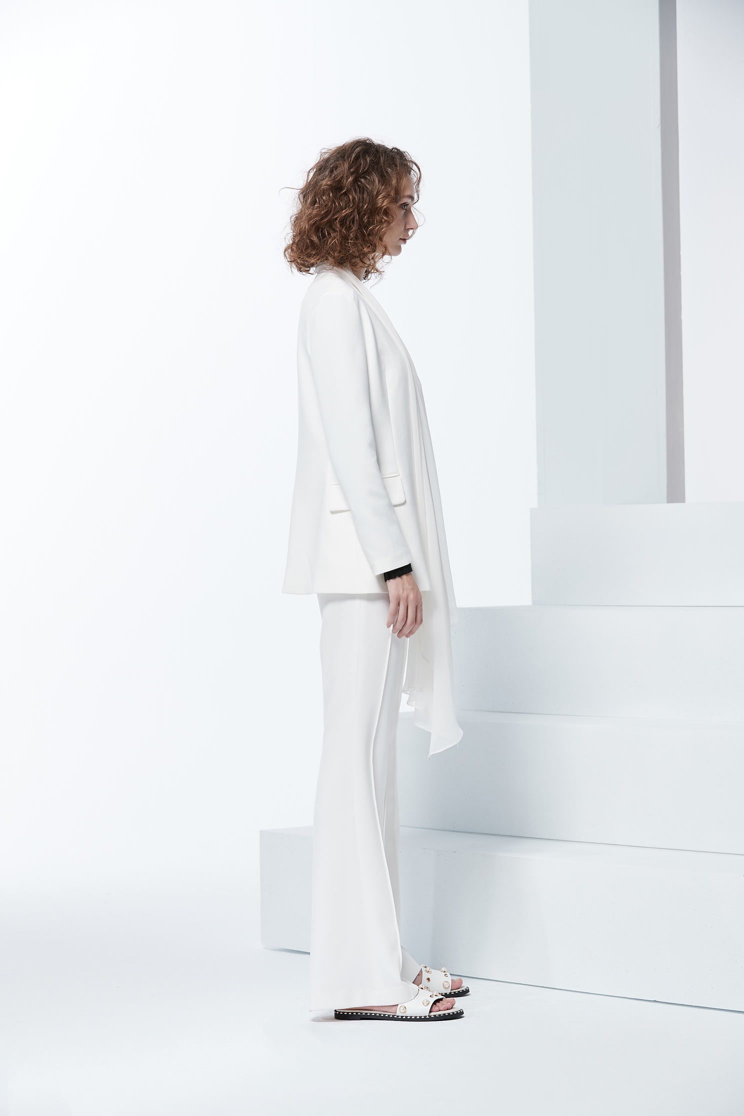Chiffon scarf design suits,外套,白色外套,Blazer,長袖外套,Chiffon