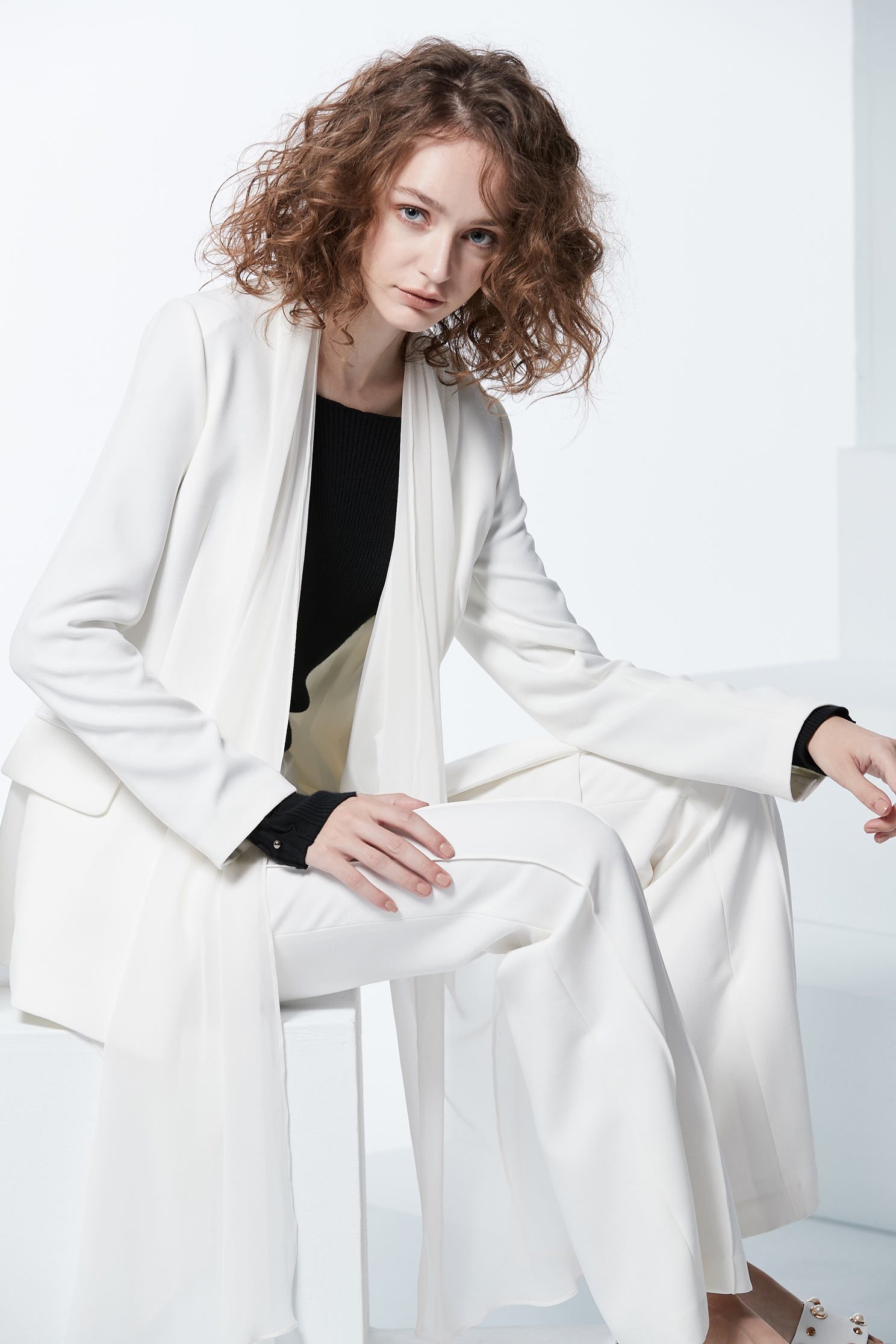 Chiffon scarf design suits,外套,白色外套,Blazer,長袖外套,Chiffon