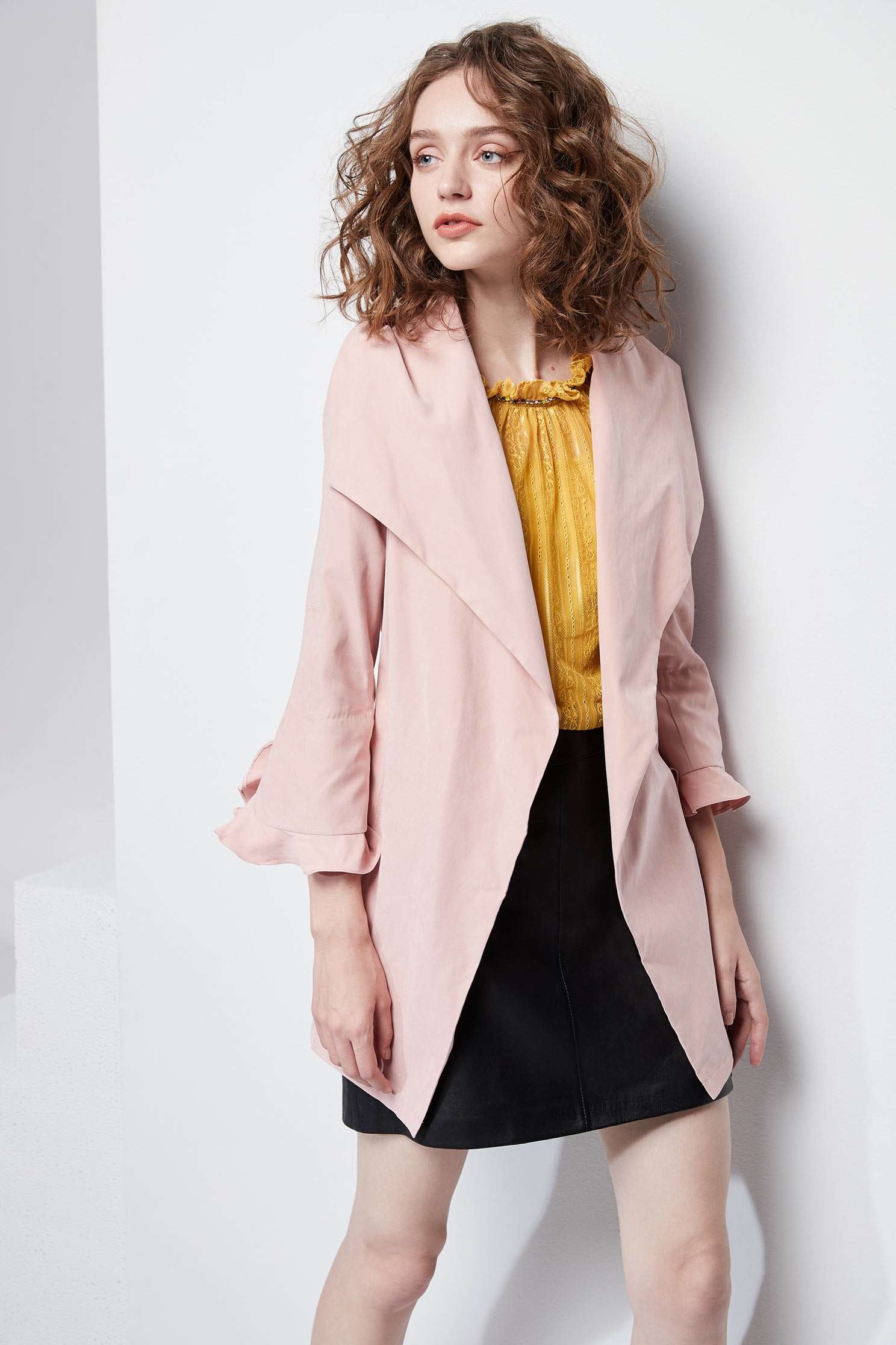 Irregular cut collar coat,outerwear,longsleeveouterwear,windbreaker