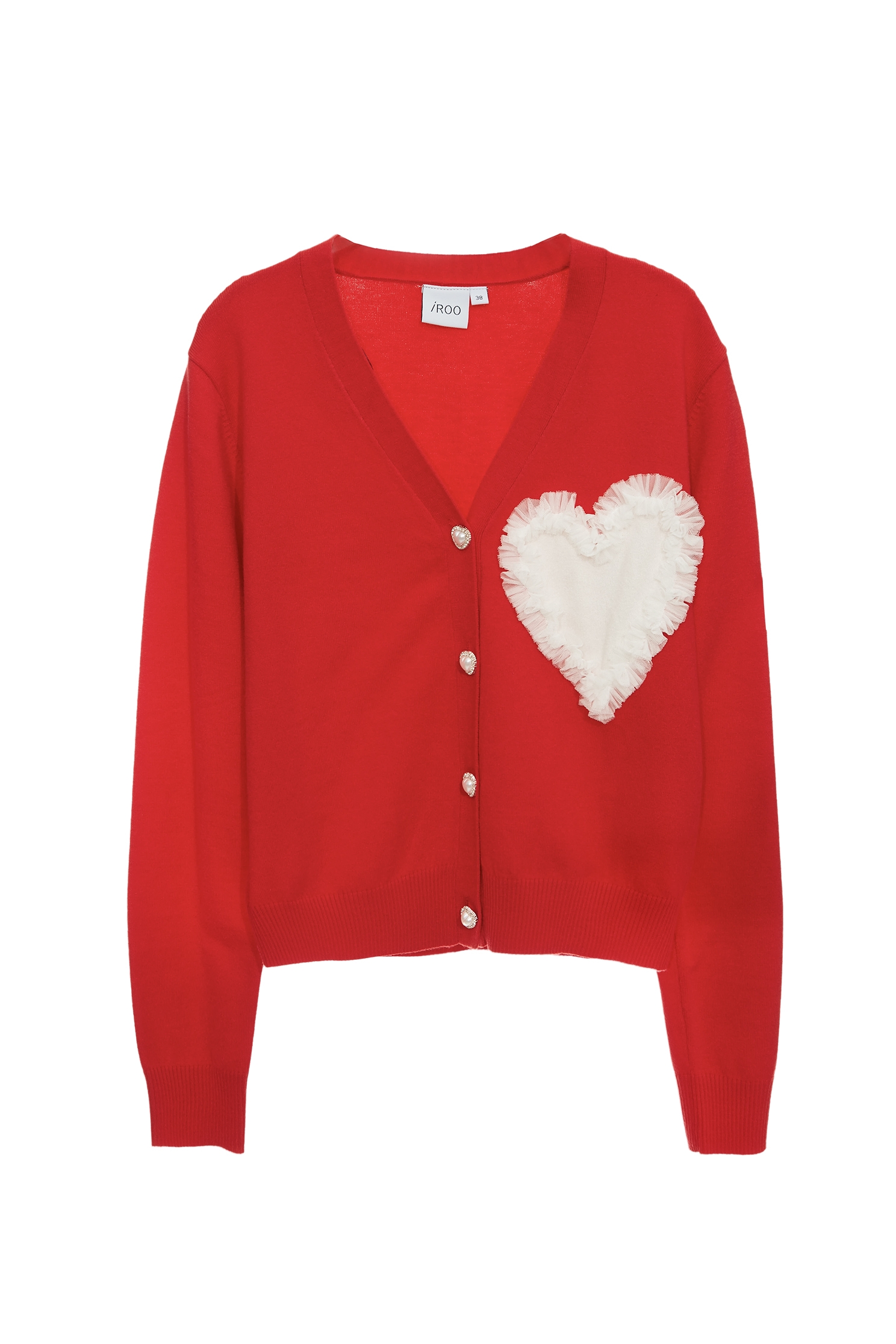 蜜餞紅愛心開襟外套蜜餞紅愛心開襟外套,一般外套,外套,珍珠,秋冬穿搭,荷葉,針織,針織外套