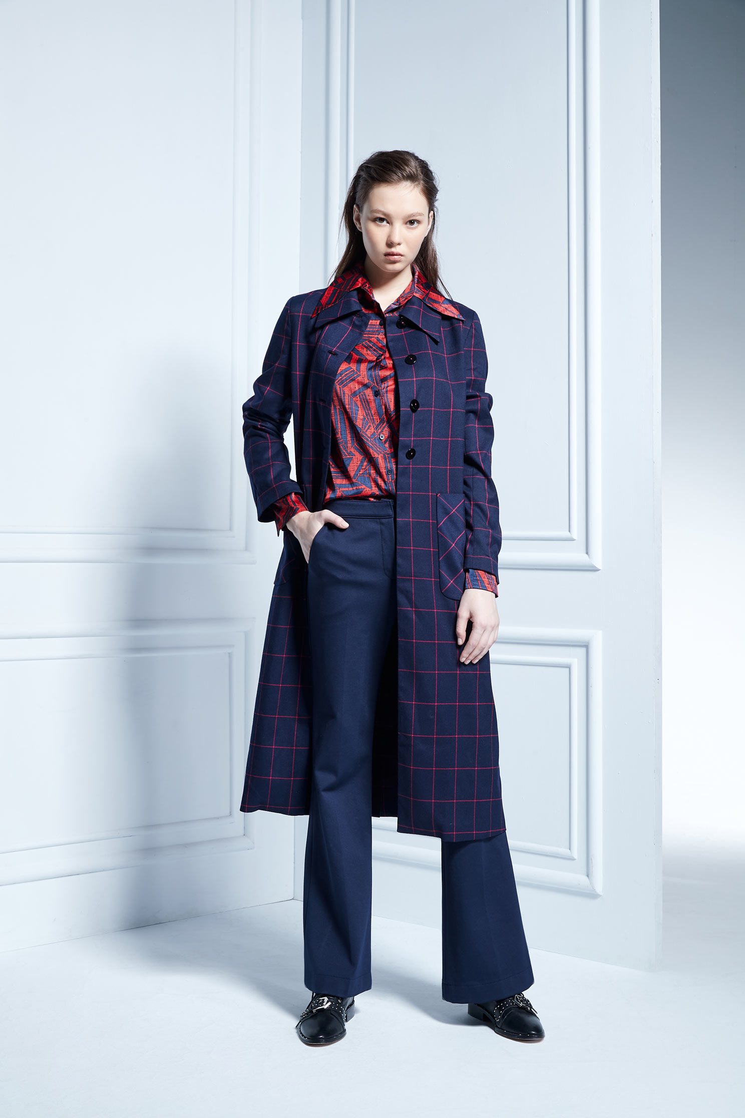 Pink check long coat,longcoat,longcoat,longsleeveouterwear