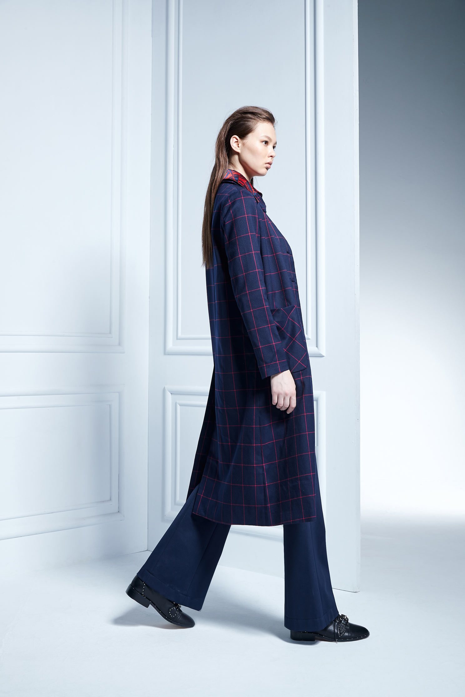 Pink check long coat,longcoat,longcoat,longsleeveouterwear