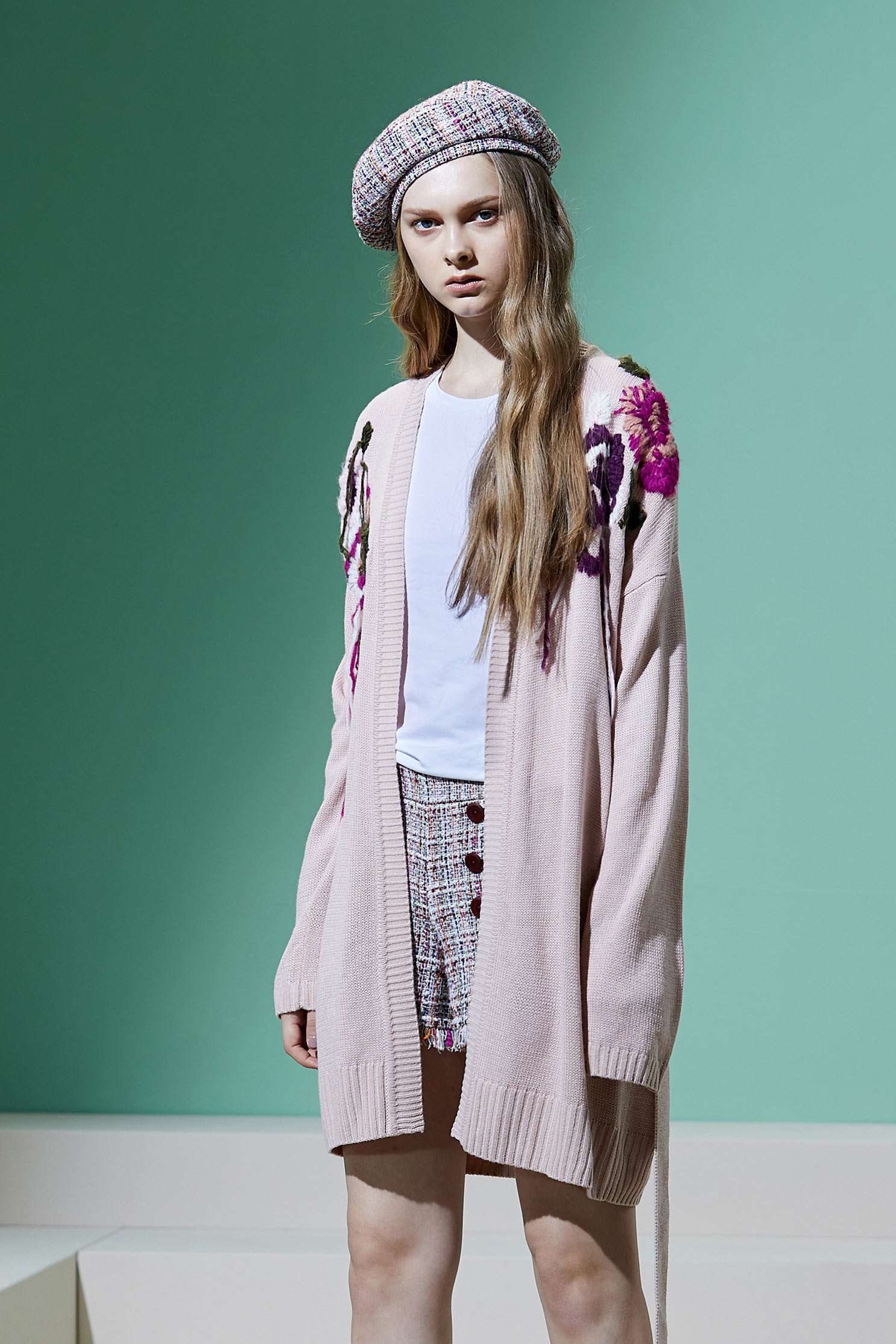 Embroidered knitting coat,外套,Cardigan,knitting,Knitted Jacket,long coat,長袖外套