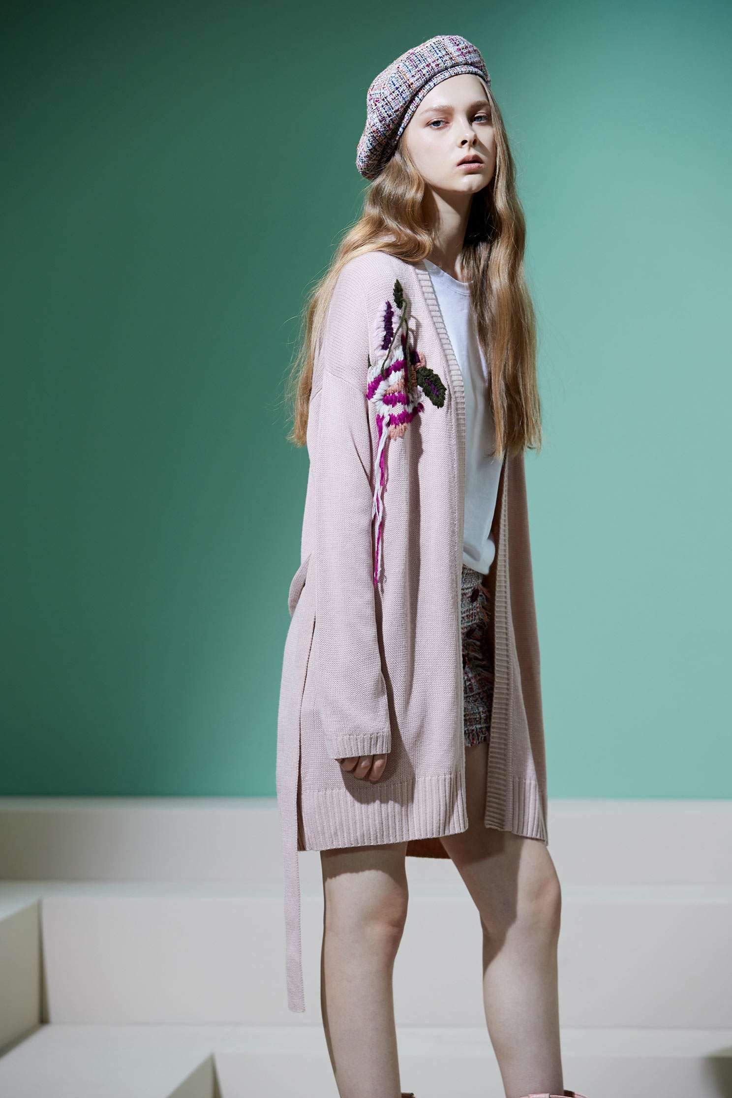 Embroidered knitting coat,外套,Cardigan,knitting,Knitted Jacket,long coat,長袖外套
