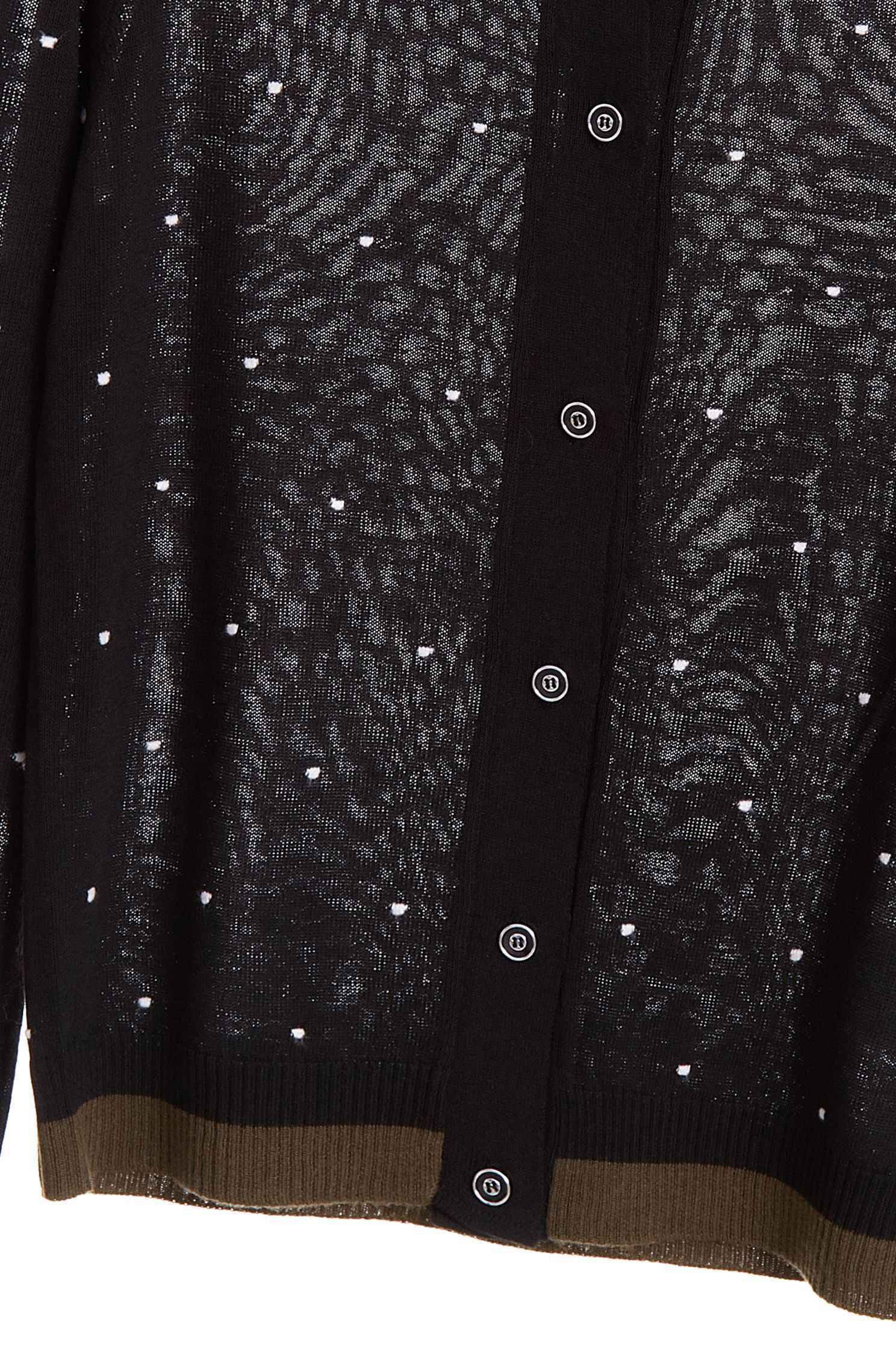 Round neck dots coat,Top,圓領上衣,外套,Cardigan,knitting,Knitted Jacket,長袖外套,黑色外套