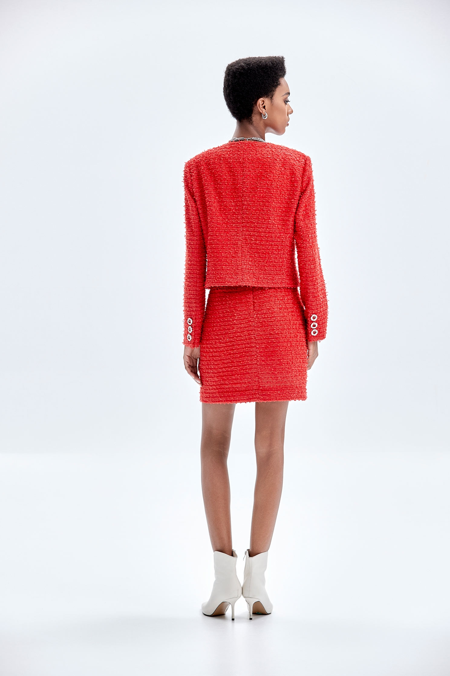 火焰紅小香風外套火焰紅小香風外套,一般外套,外套,小香風,時髦成套搭配,毛呢花呢,派對特輯,秋冬穿搭