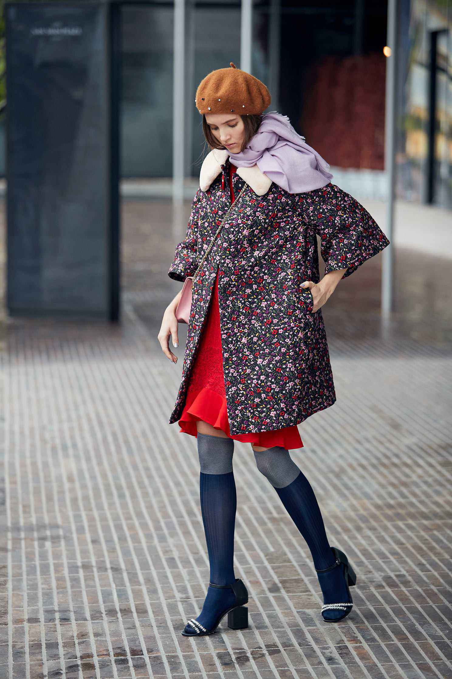 Retro floral totem elbow-length sleeve outwear jacket,embroidery,outerwear,embroidered,longcoat,longsleeveouterwear