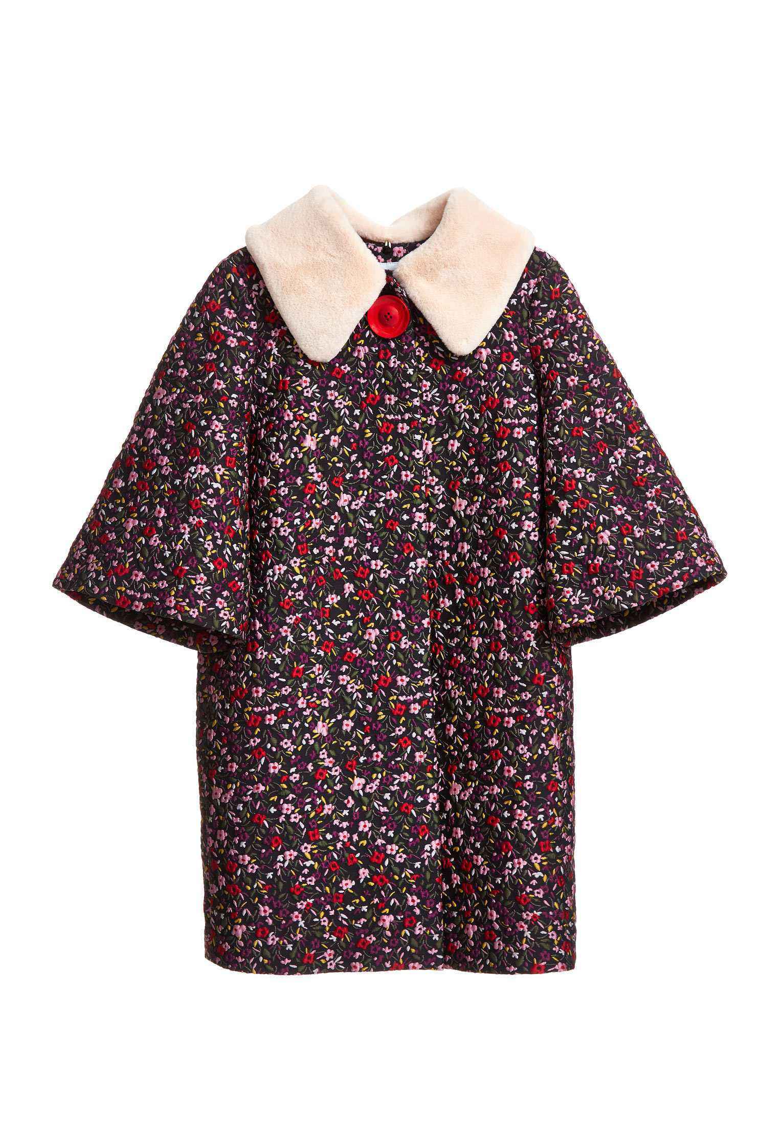 Retro floral totem elbow-length sleeve outwear jacket,embroidery,outerwear,embroidered,longcoat,longsleeveouterwear