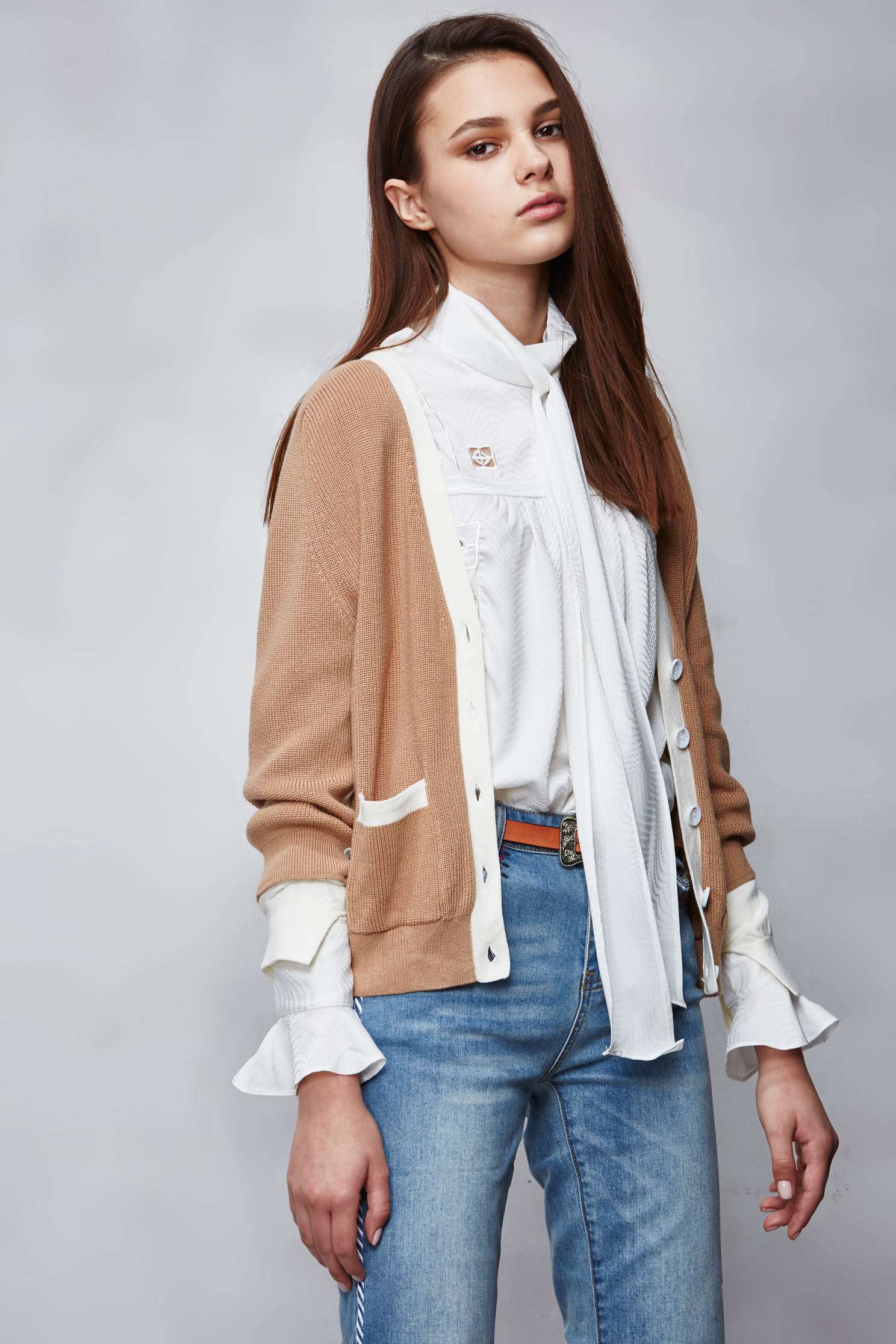 Khaki color knitted jacket,外套,knitting,Knitted Jacket,長袖外套