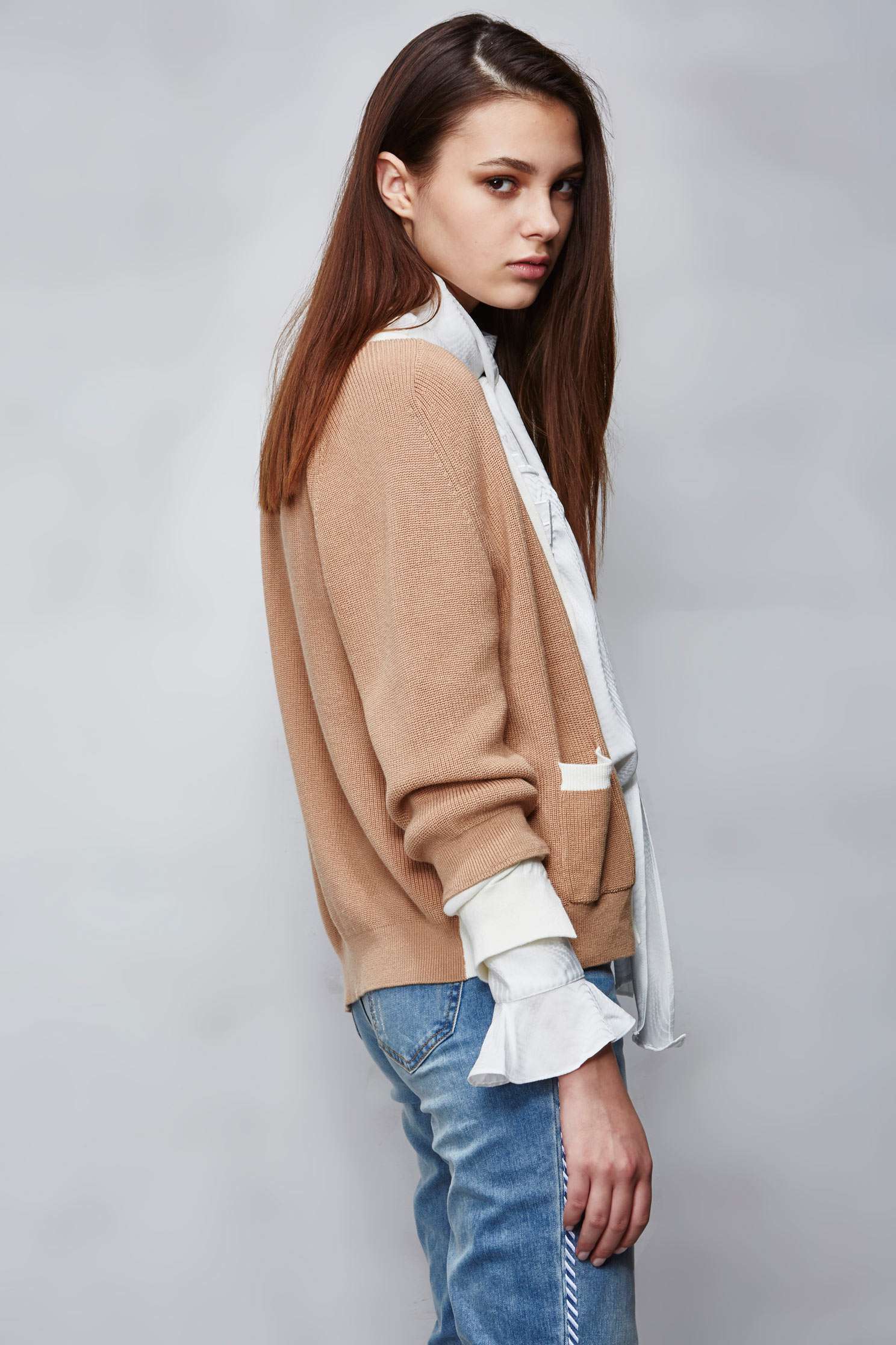 Khaki color knitted jacket,外套,knitting,Knitted Jacket,長袖外套