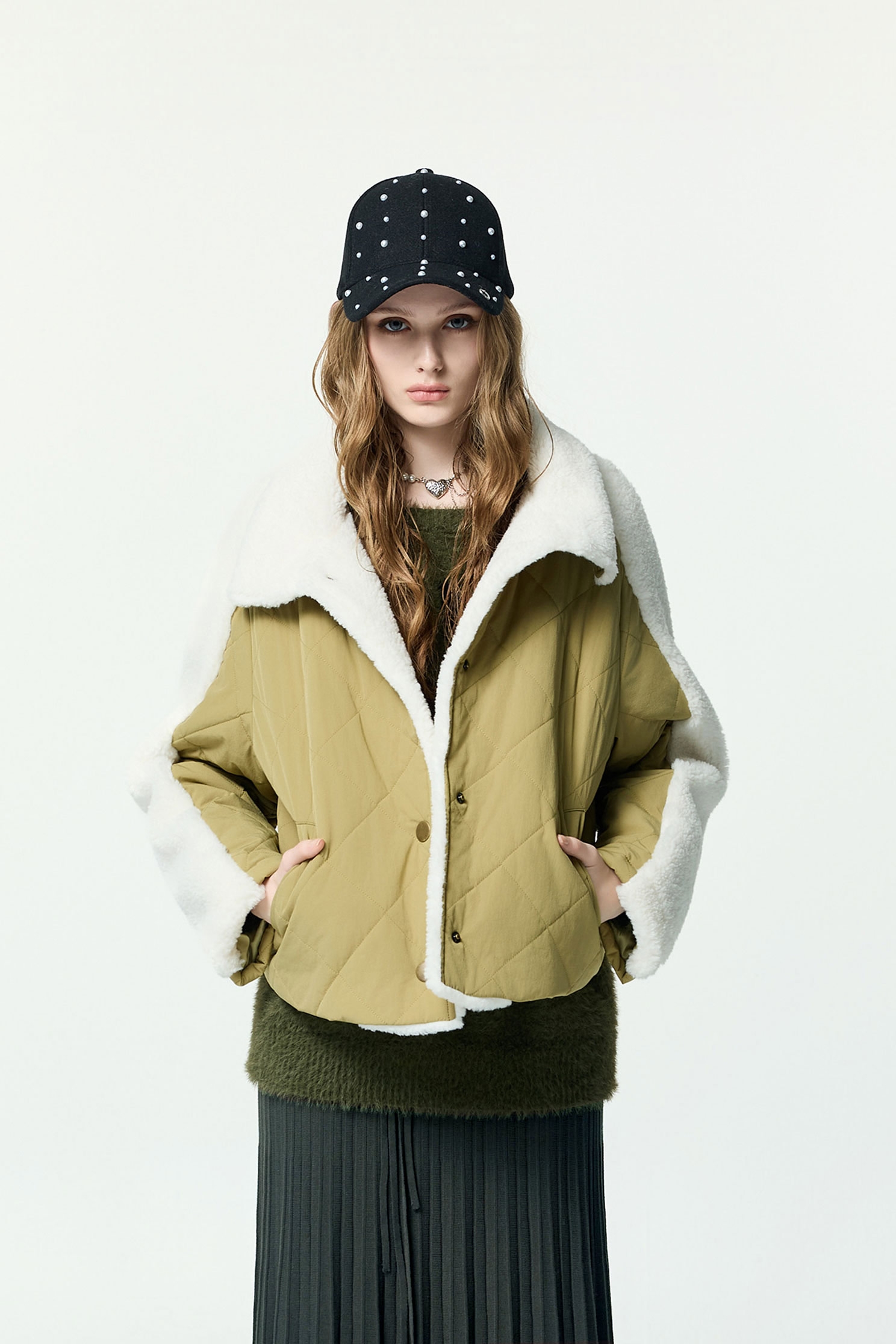 月見草色絎縫開襟外套月見草色絎縫開襟外套,一般外套,人氣商品,外套,秋冬穿搭