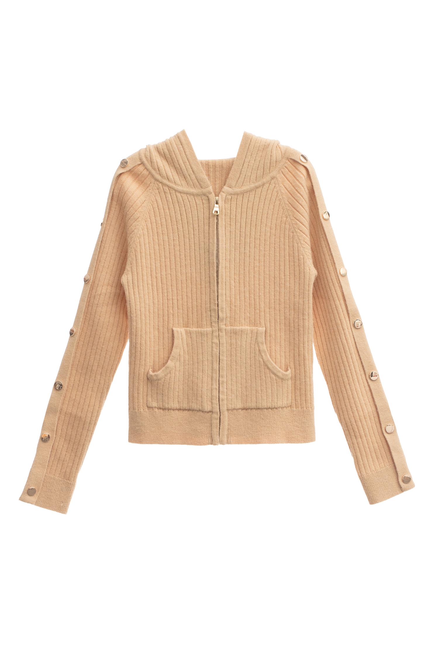 太妃糖色連帽針織外套太妃糖色連帽針織外套,一般外套,外套,條紋,秋冬穿搭,針織,針織外套