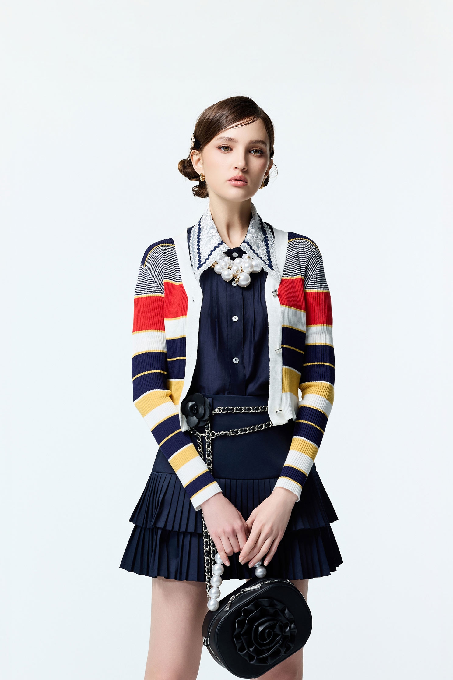 螢光耀火色配條針織外套螢光耀火色配條針織外套,上班OL穿搭,外套,條紋,秋冬穿搭,約會特輯,針織,針織外套