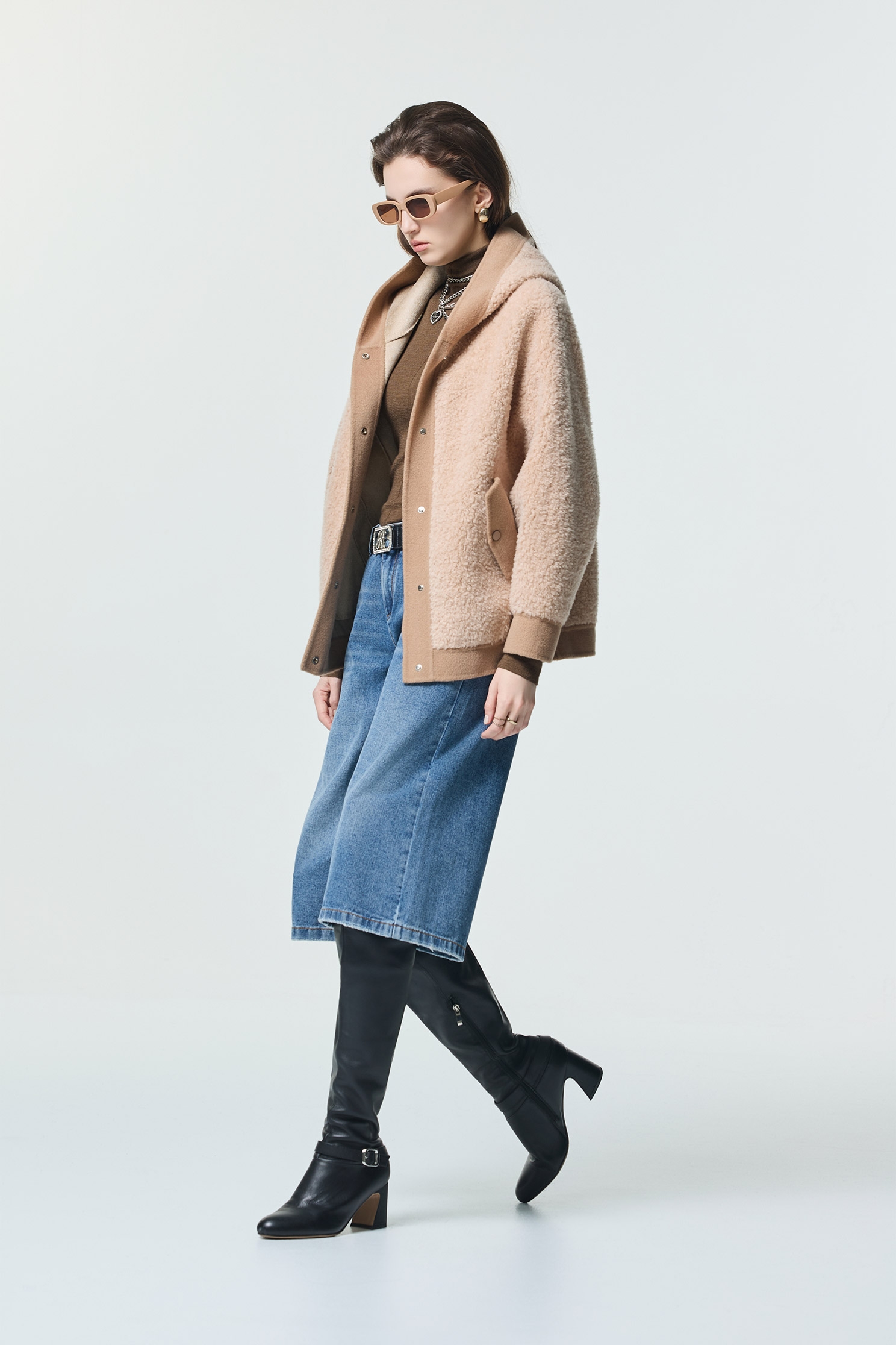 茶漬色顆粒絨連帽外套茶漬色顆粒絨連帽外套,一般外套,外套,秋冬穿搭,針織外套