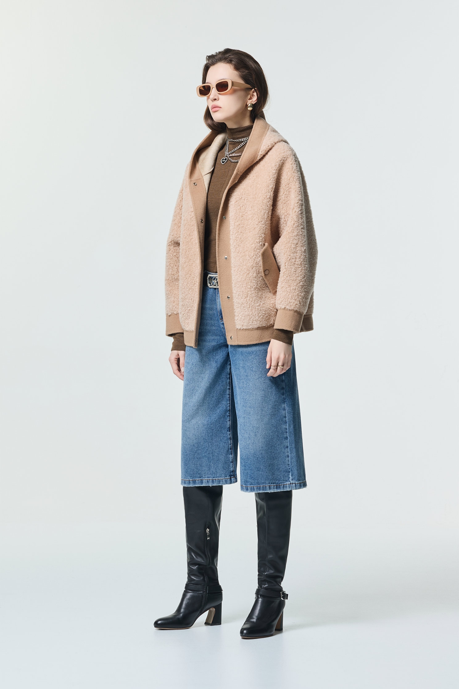 茶漬色顆粒絨連帽外套茶漬色顆粒絨連帽外套,一般外套,外套,秋冬穿搭,針織外套