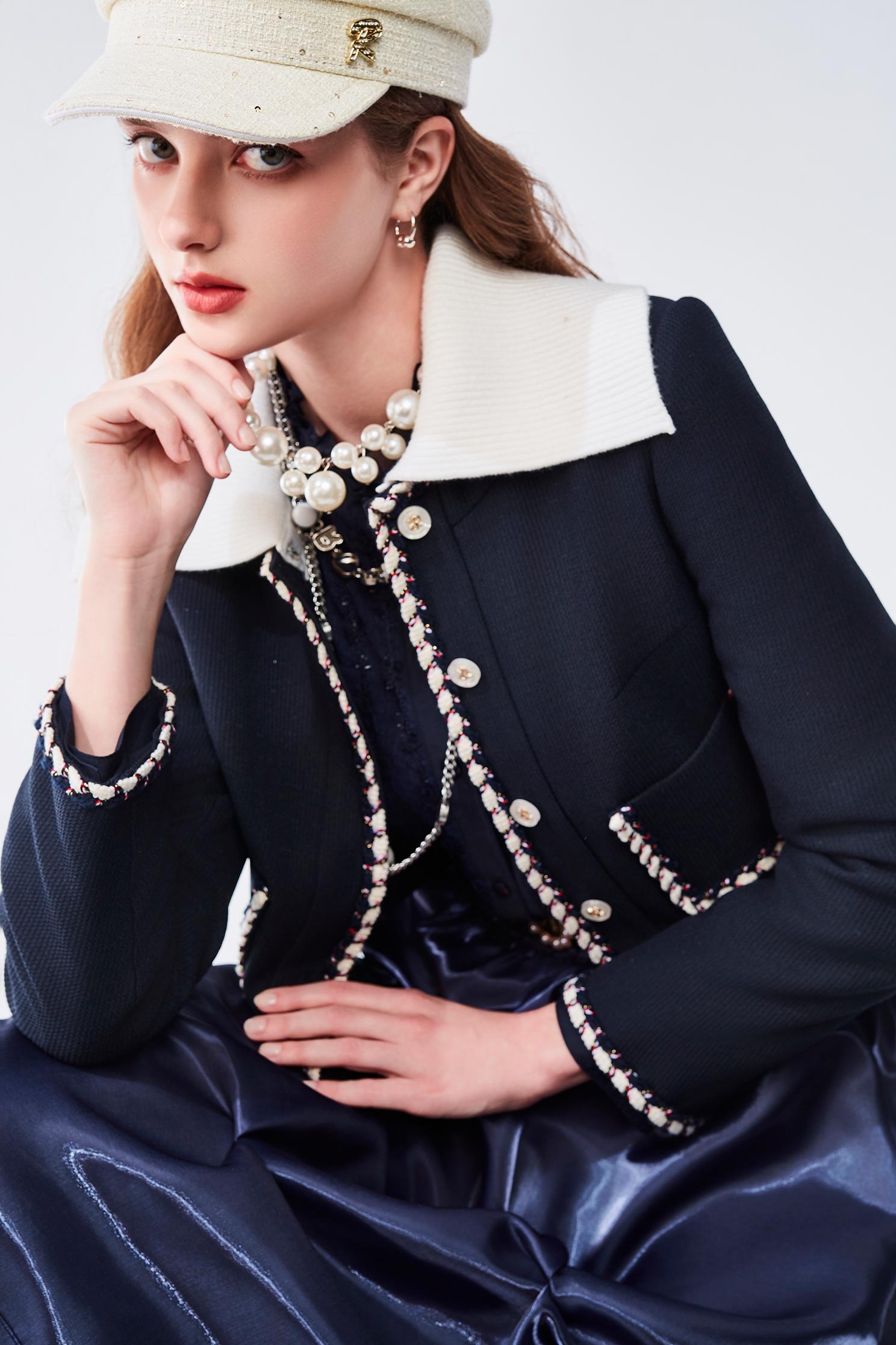 小香風午夜藍小外套小香風午夜藍小外套,一般外套,外套,小香風,秋冬穿搭,針織