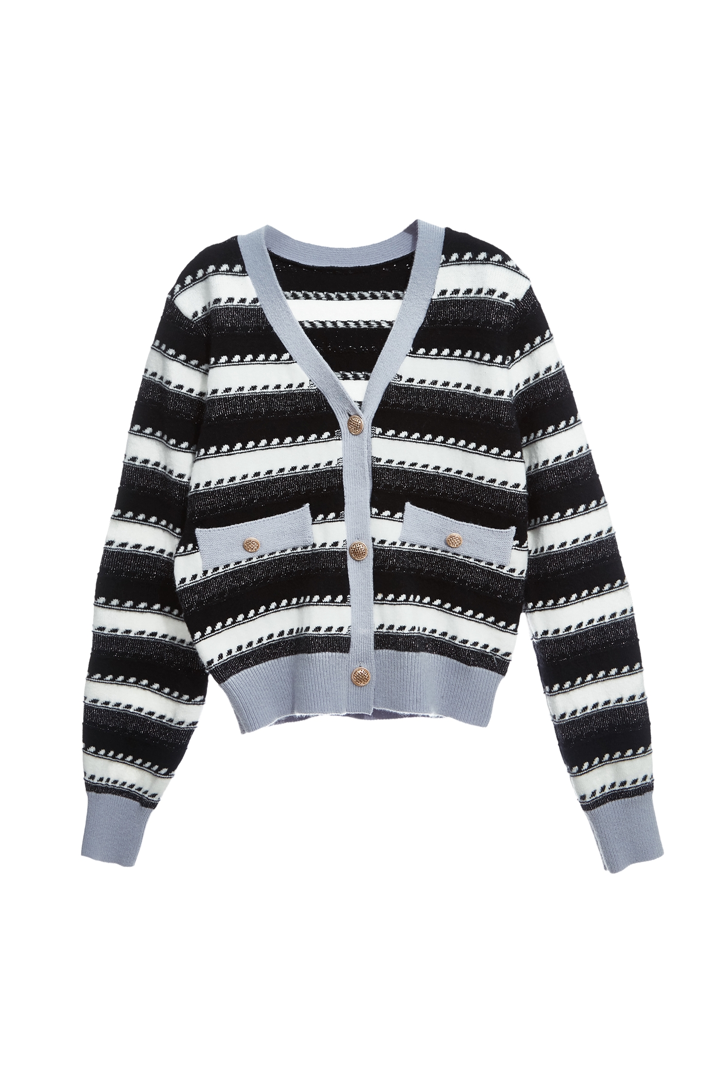 鑲冰河藍色邊針織外套鑲冰河藍色邊針織外套,一般外套,人氣商品,外套,小香風,秋冬穿搭,約會特輯,針織,針織外套