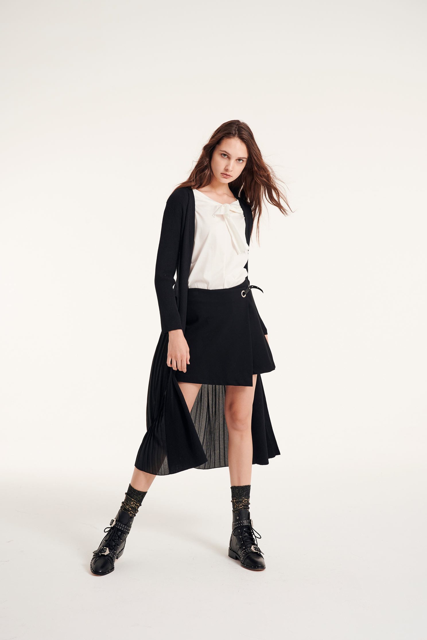 Stitching foldlong long knitted cardigan,coldforwinter,outerwear,knitting,knittedjacket,longcoat,longsleeveouterwear,chiffon,blackouterwear