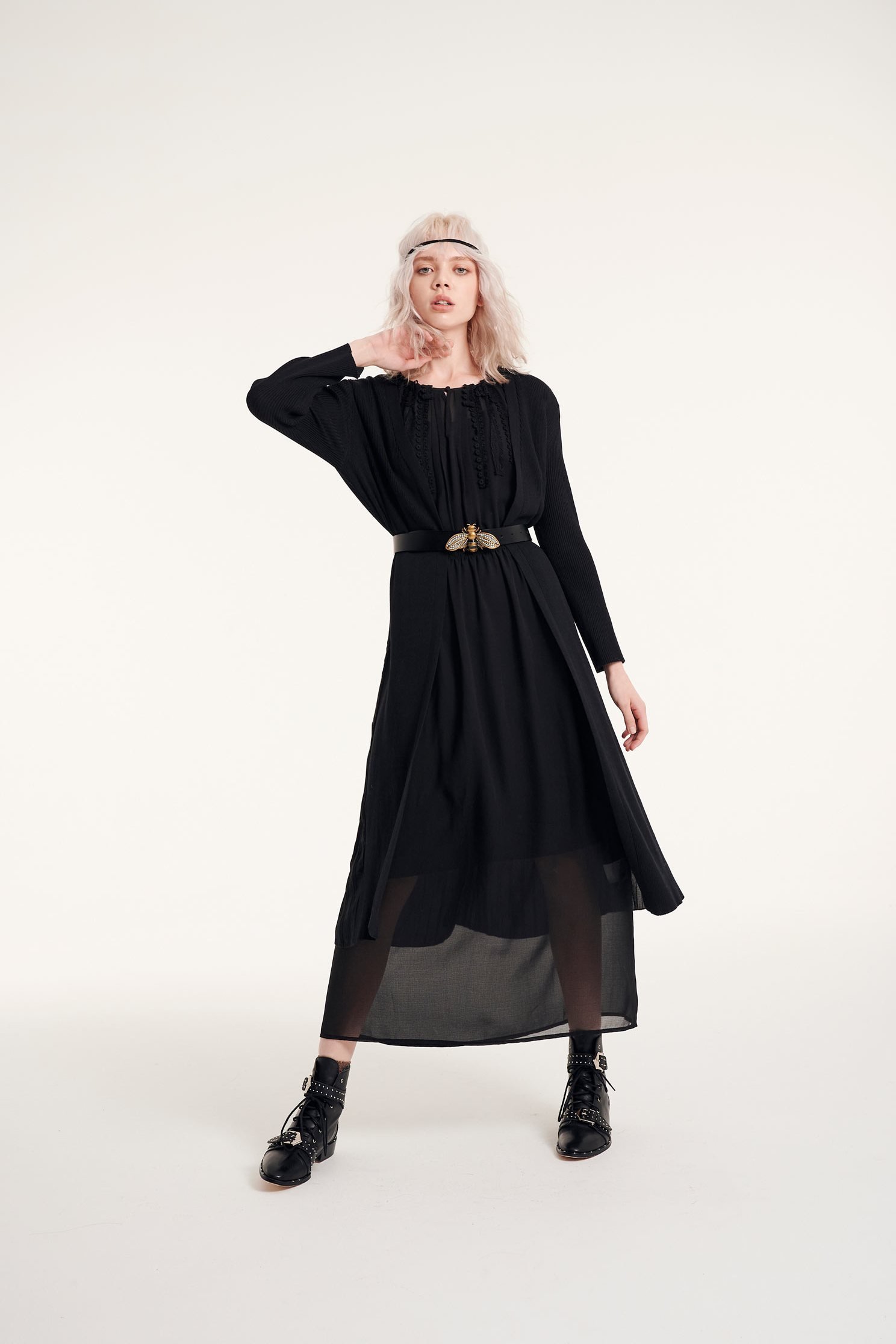 Stitching foldlong long knitted cardigan,coldforwinter,outerwear,knitting,knittedjacket,longcoat,longsleeveouterwear,chiffon,blackouterwear
