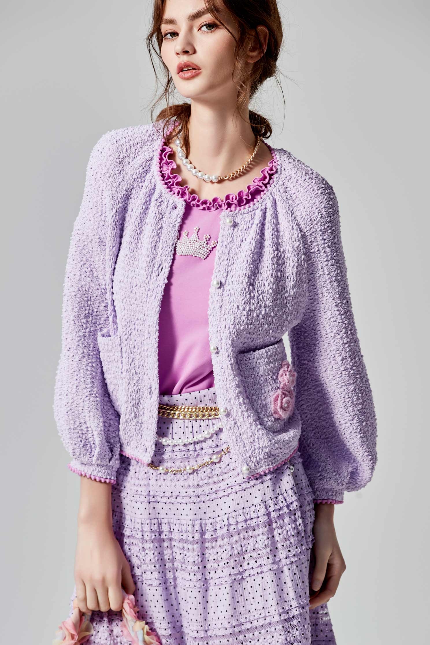 露莓色泡泡紋外套露莓色泡泡紋外套,一般外套,全部外套,春夏穿搭