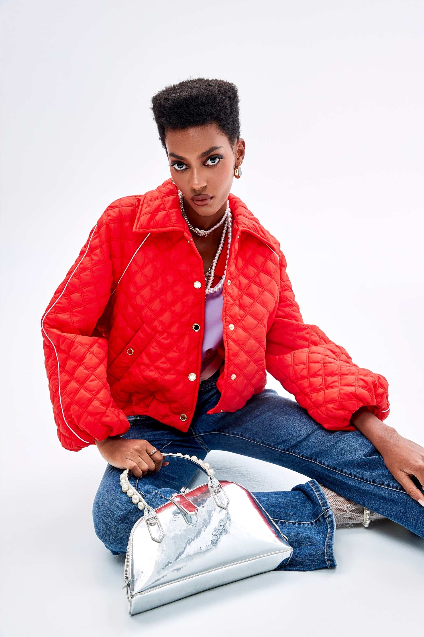 火焰紅絎縫鋪棉外套火焰紅絎縫鋪棉外套,一般外套,外套,春夏穿搭