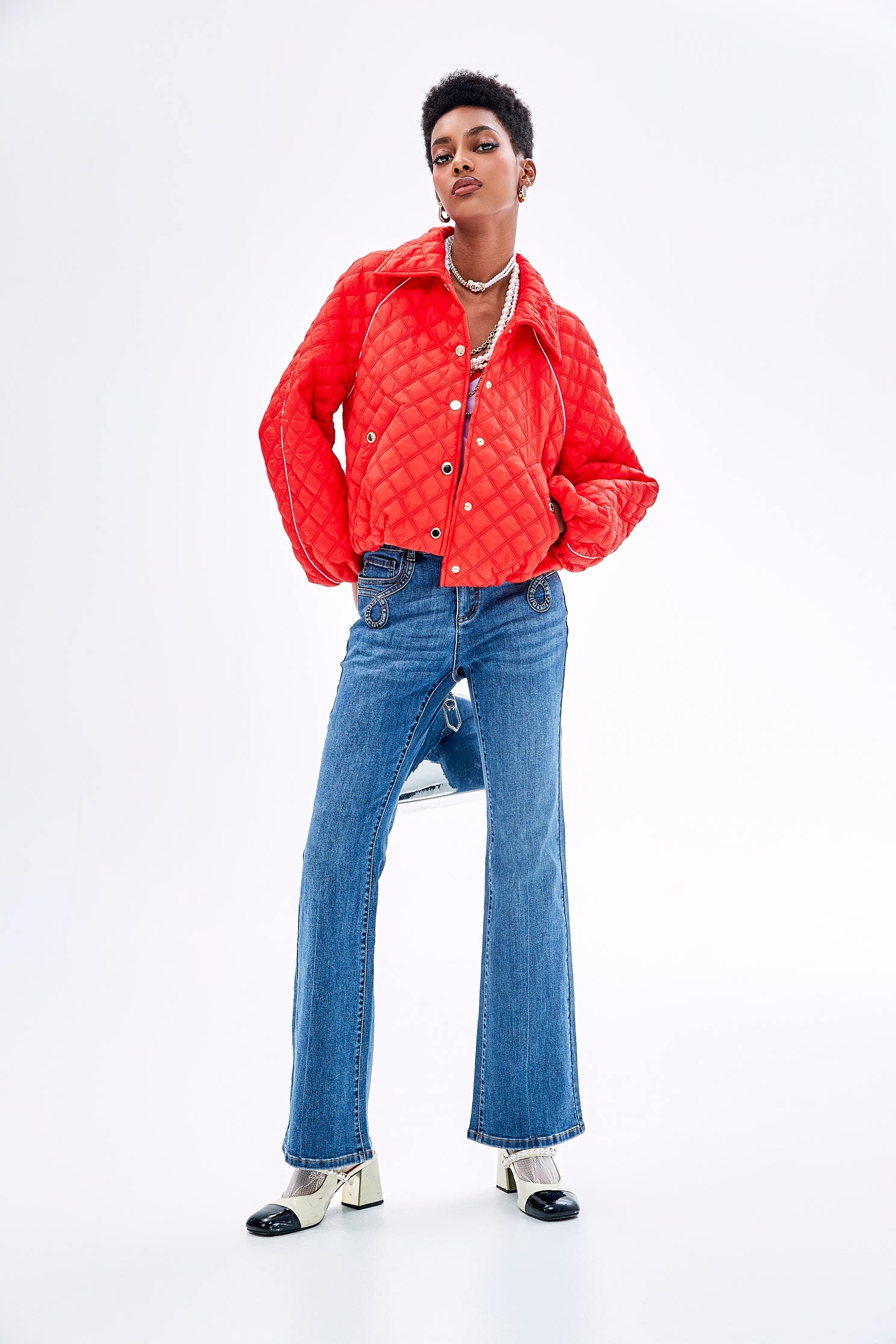 火焰紅絎縫鋪棉外套火焰紅絎縫鋪棉外套,一般外套,外套,春夏穿搭