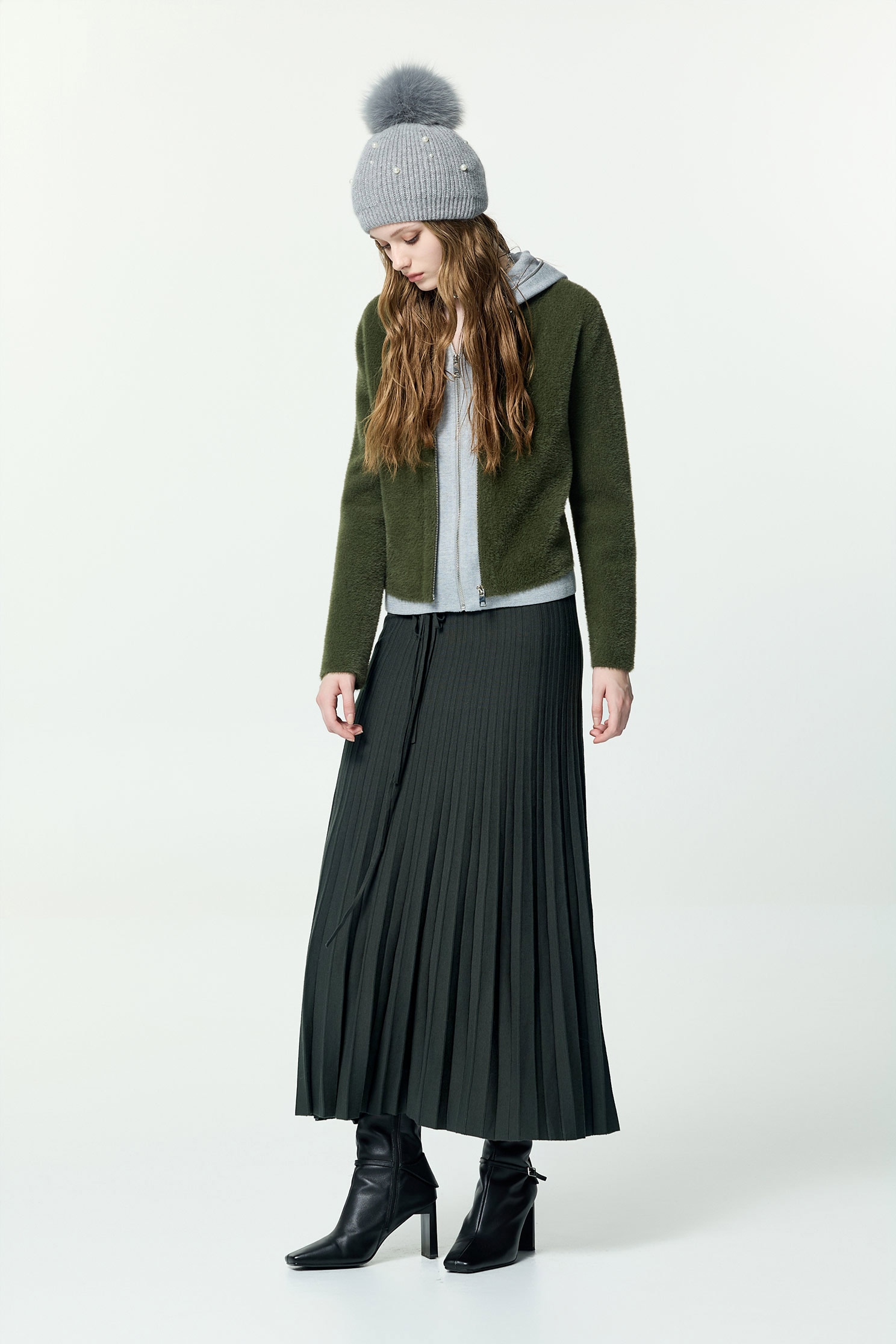 神秘綠假兩件針織外套神秘綠假兩件針織外套,一般外套,外套,秋冬穿搭,針織,針織外套