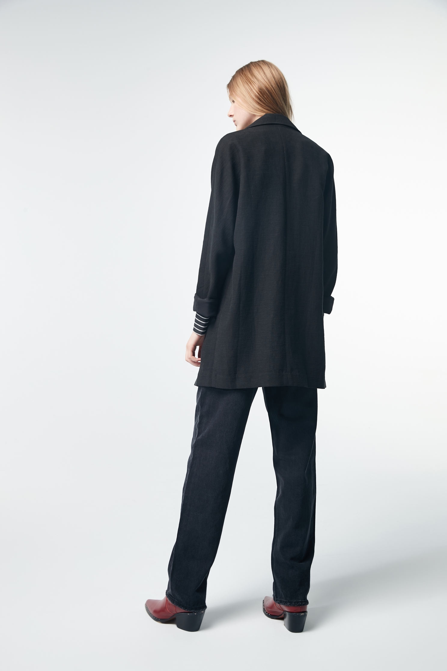 Cotton suit jacket,外套,i-select,Blazer,長袖外套,黑色外套