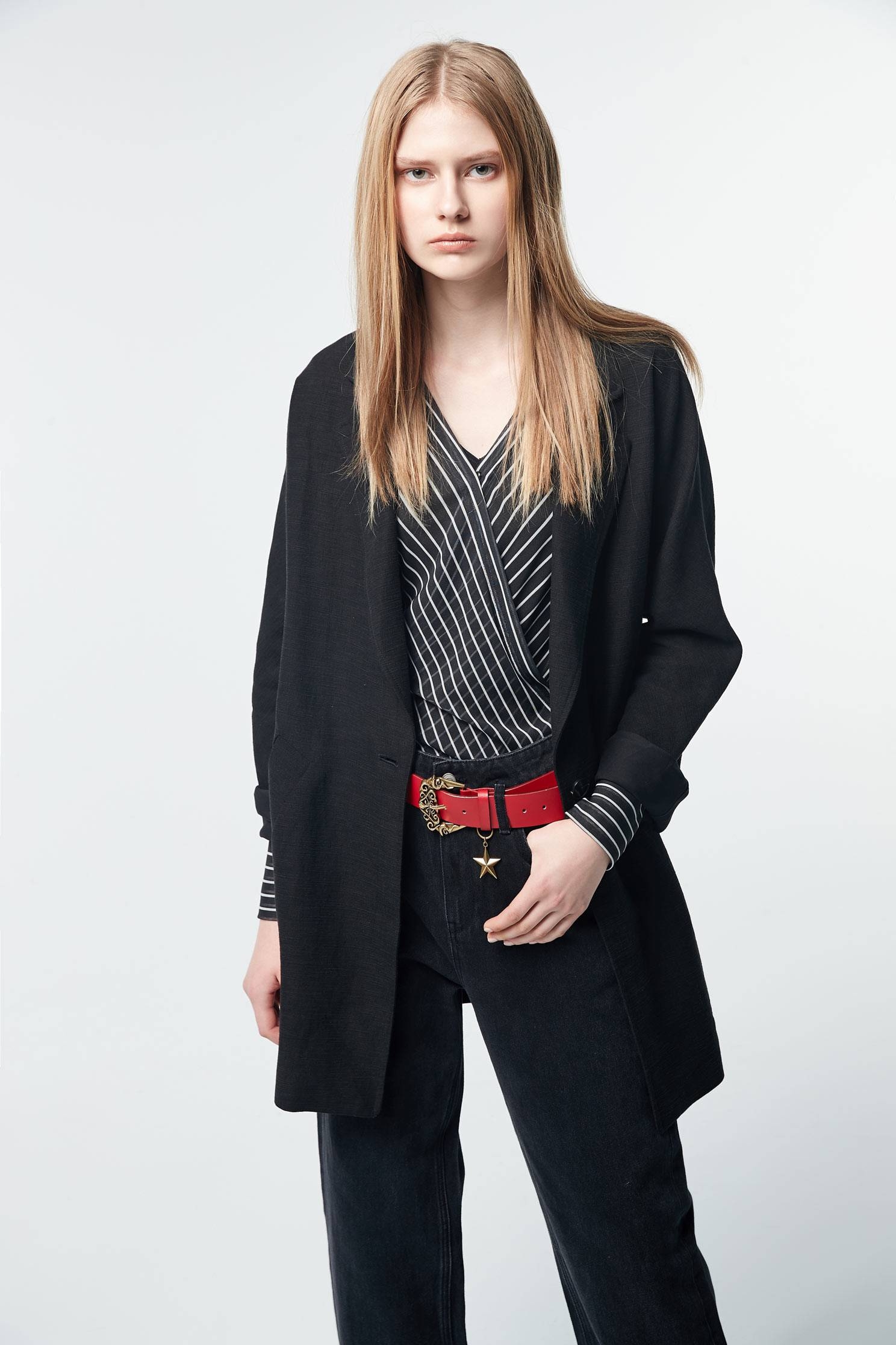 Cotton suit jacket,外套,i-select,Blazer,長袖外套,黑色外套