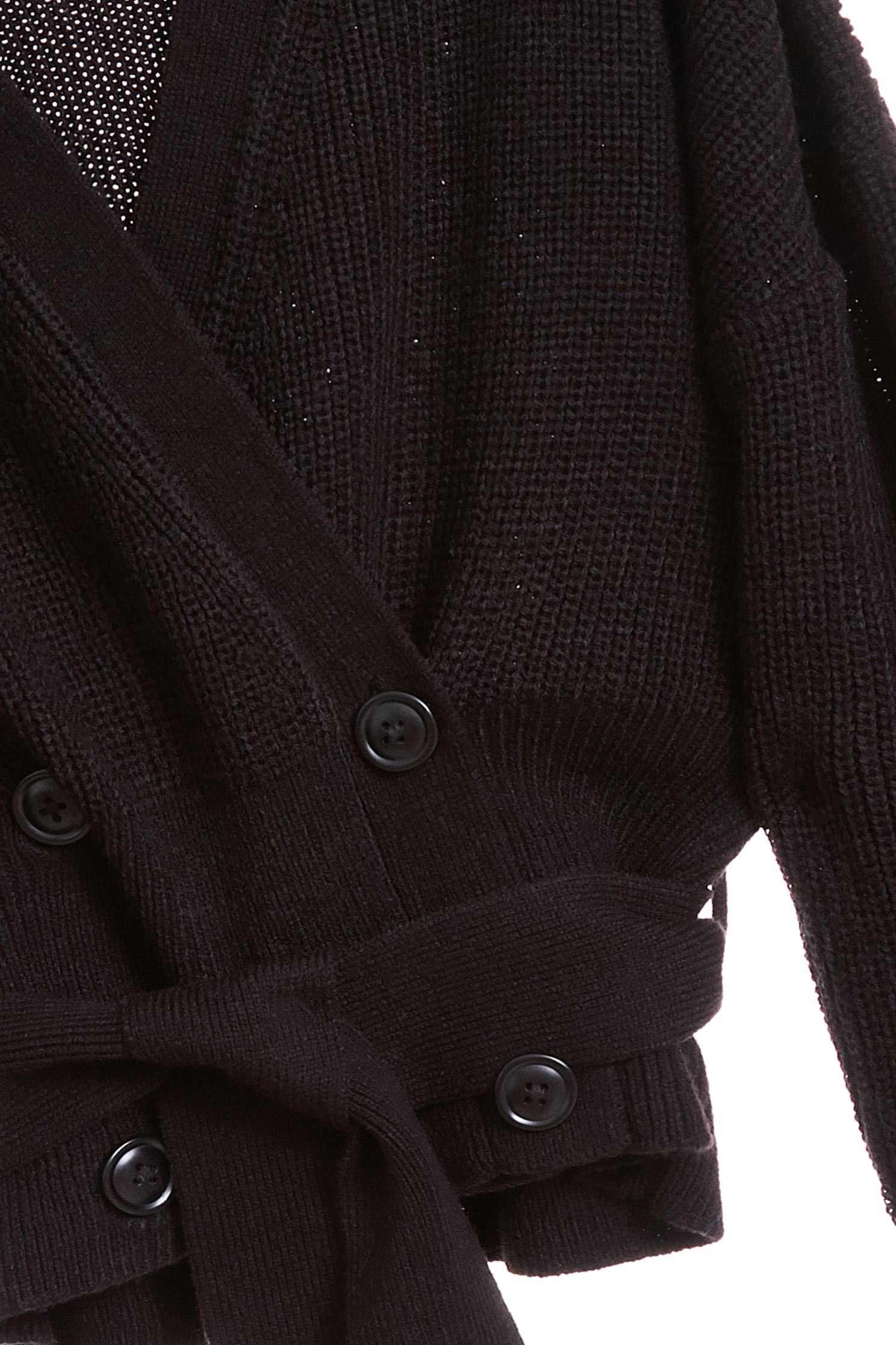 Open-cut strap long-sleeveknit jacket,outerwear,knitting,knittedjacket,longsleeveouterwear,blackouterwear